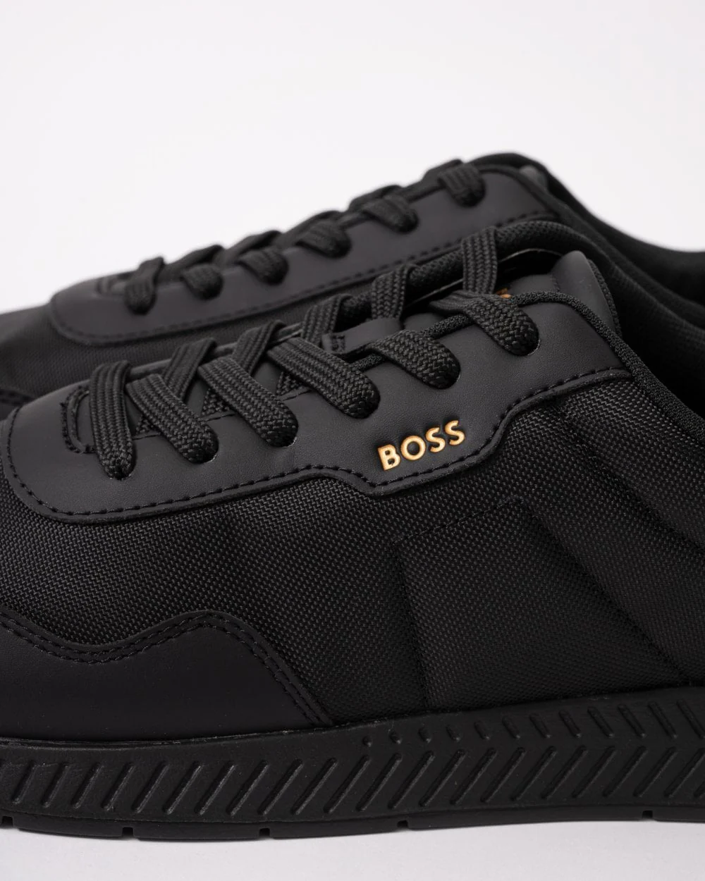 BOSS Orange Titanium Runn Mens Low-Top Trainers with Textured Uppers - Black 005 - Image 2
