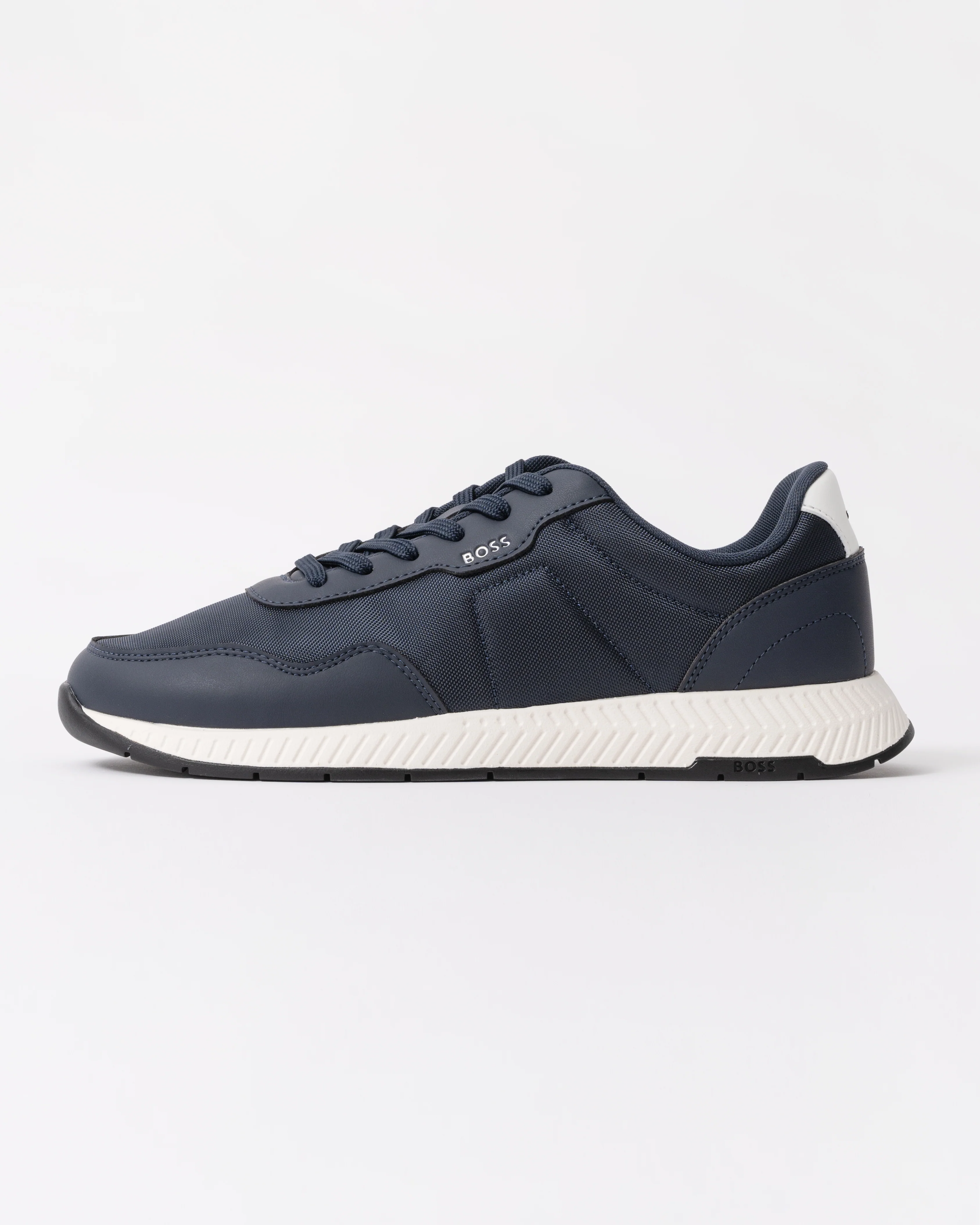 BOSS Orange Titanium Runn Mens Low-Top Trainers with Textured Uppers - Dark Blue 404 - Image 2