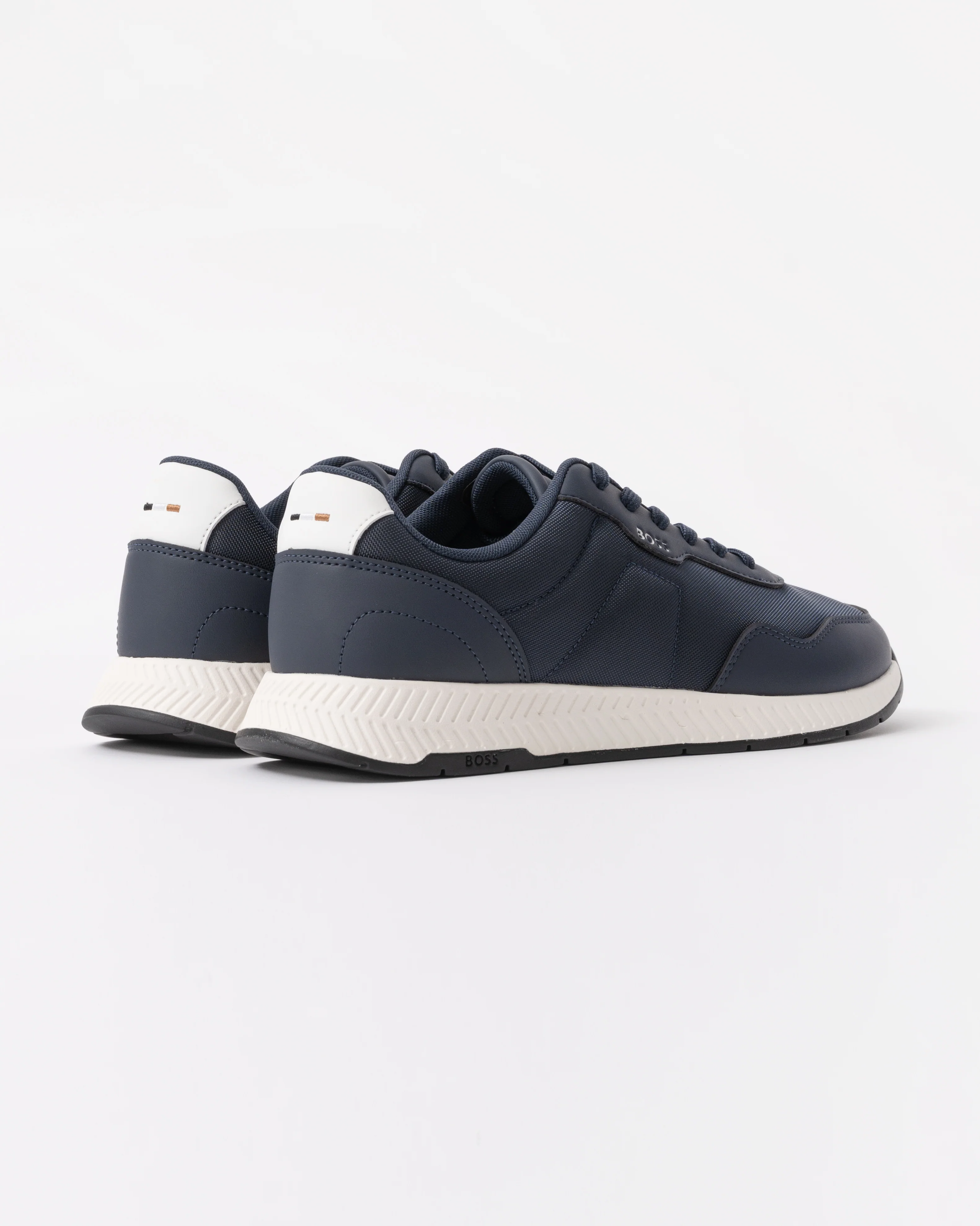 BOSS Orange Titanium Runn Mens Low-Top Trainers with Textured Uppers - Dark Blue 404 - Image 3