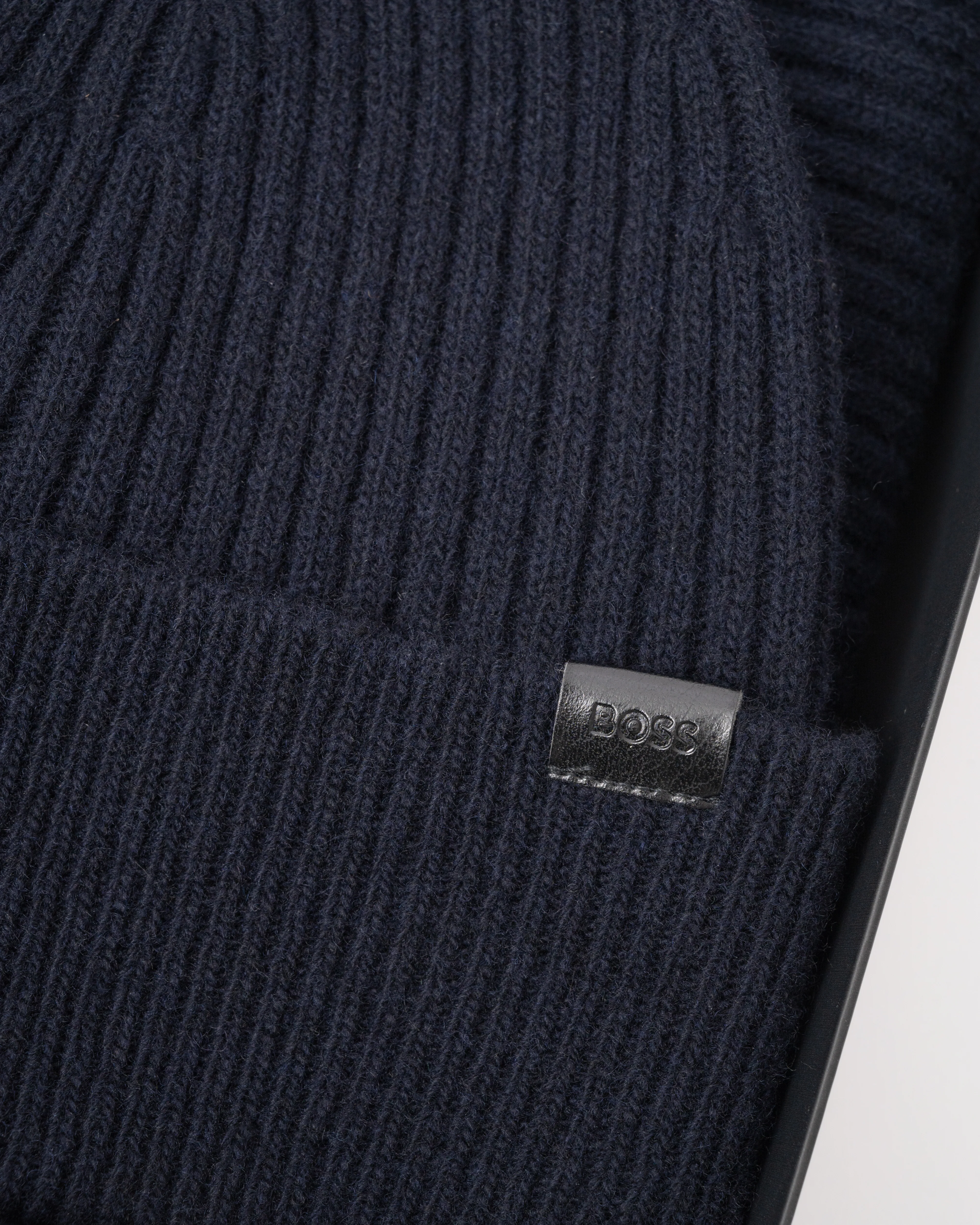 BOSS Orange Uboldi Scarf & Beanie Set - Dark Blue 404 - Image 3