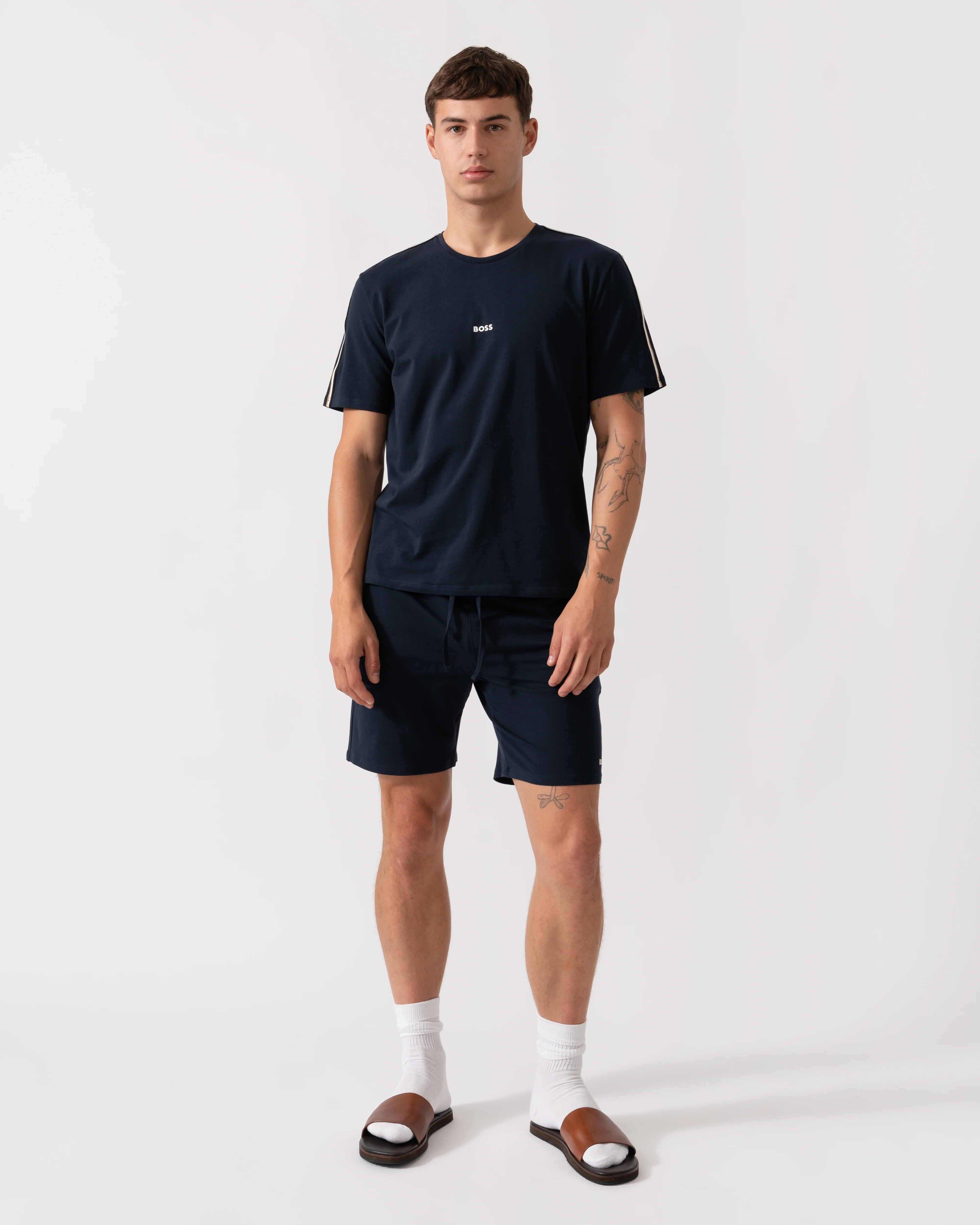 BOSS Orange Unique Mens Pyjama T-Shirt - Dark Blue 403 - Image 2