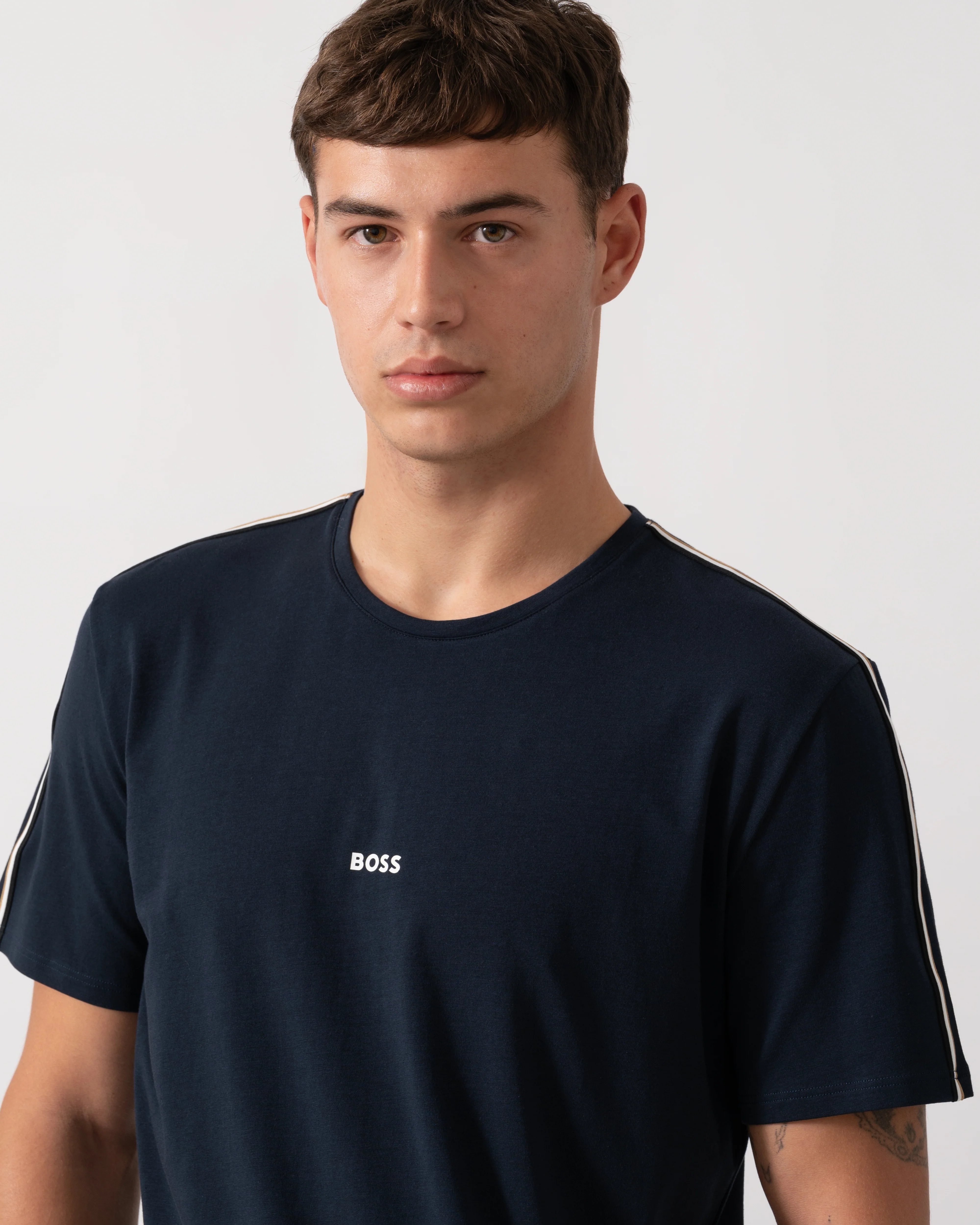 BOSS Orange Unique Mens Pyjama T-Shirt - Dark Blue 403 - Image 4