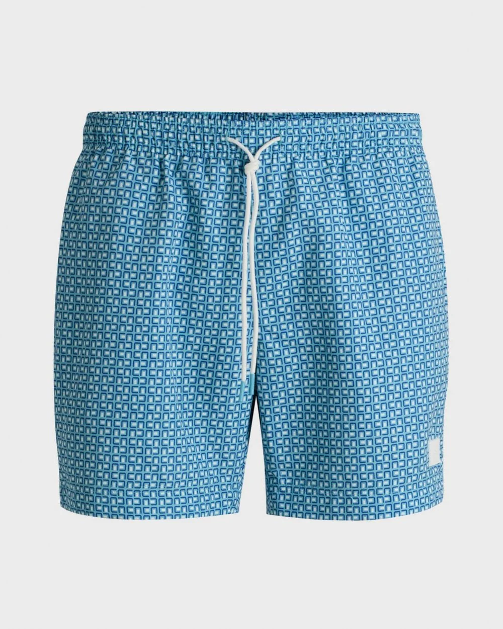 BOSS Orange Vibe Mens Logo-Label Swim Shorts with Seasonal Pattern - Light/Pastel Blue 455 - Image 4