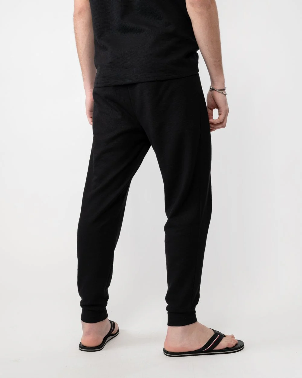 BOSS Orange Waffle Pants Mens Cotton-Blend Pyjama Bottoms with Embroidered Logo - Image 2