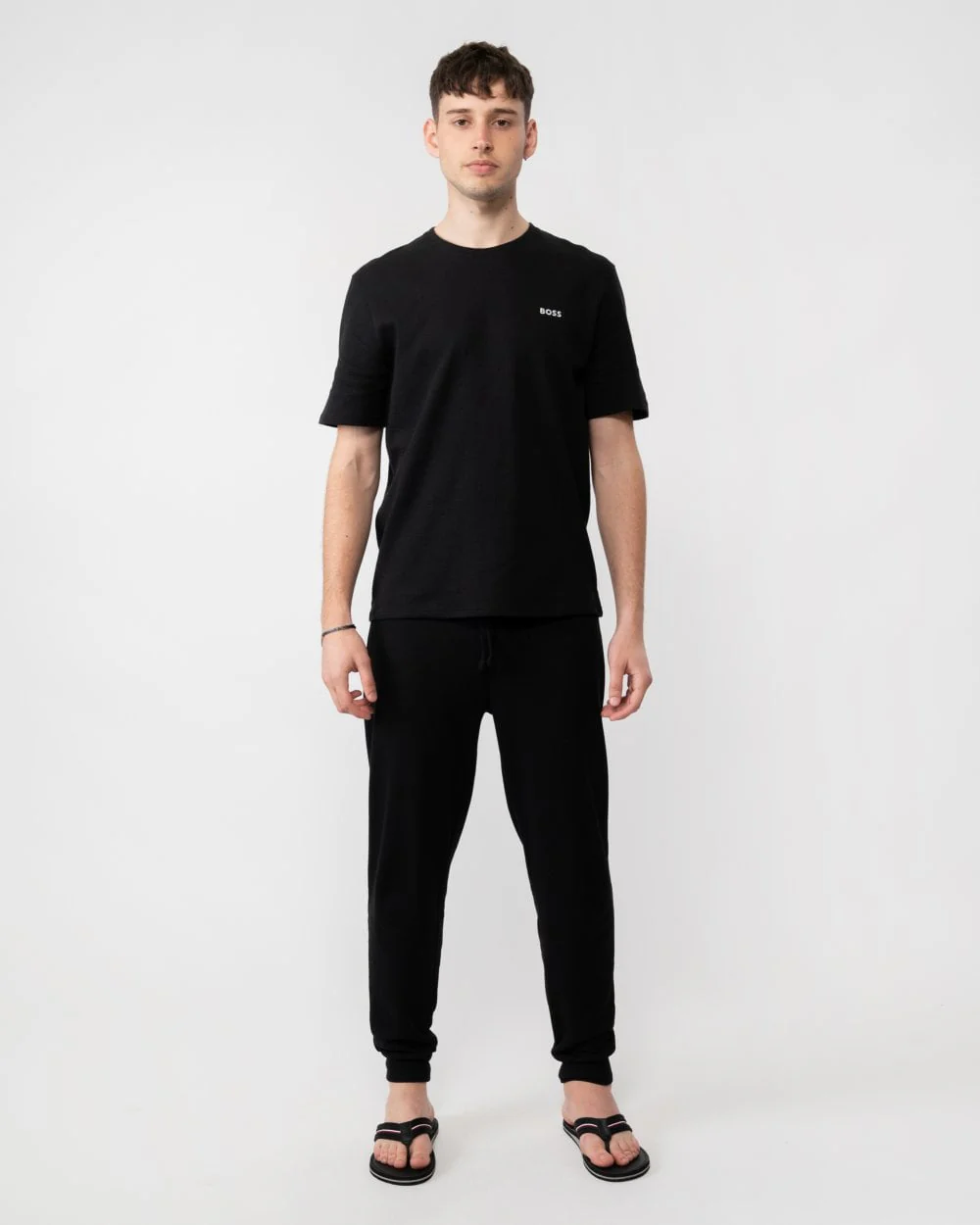 BOSS Orange Waffle Pants Mens Cotton-Blend Pyjama Bottoms with Embroidered Logo - Image 3