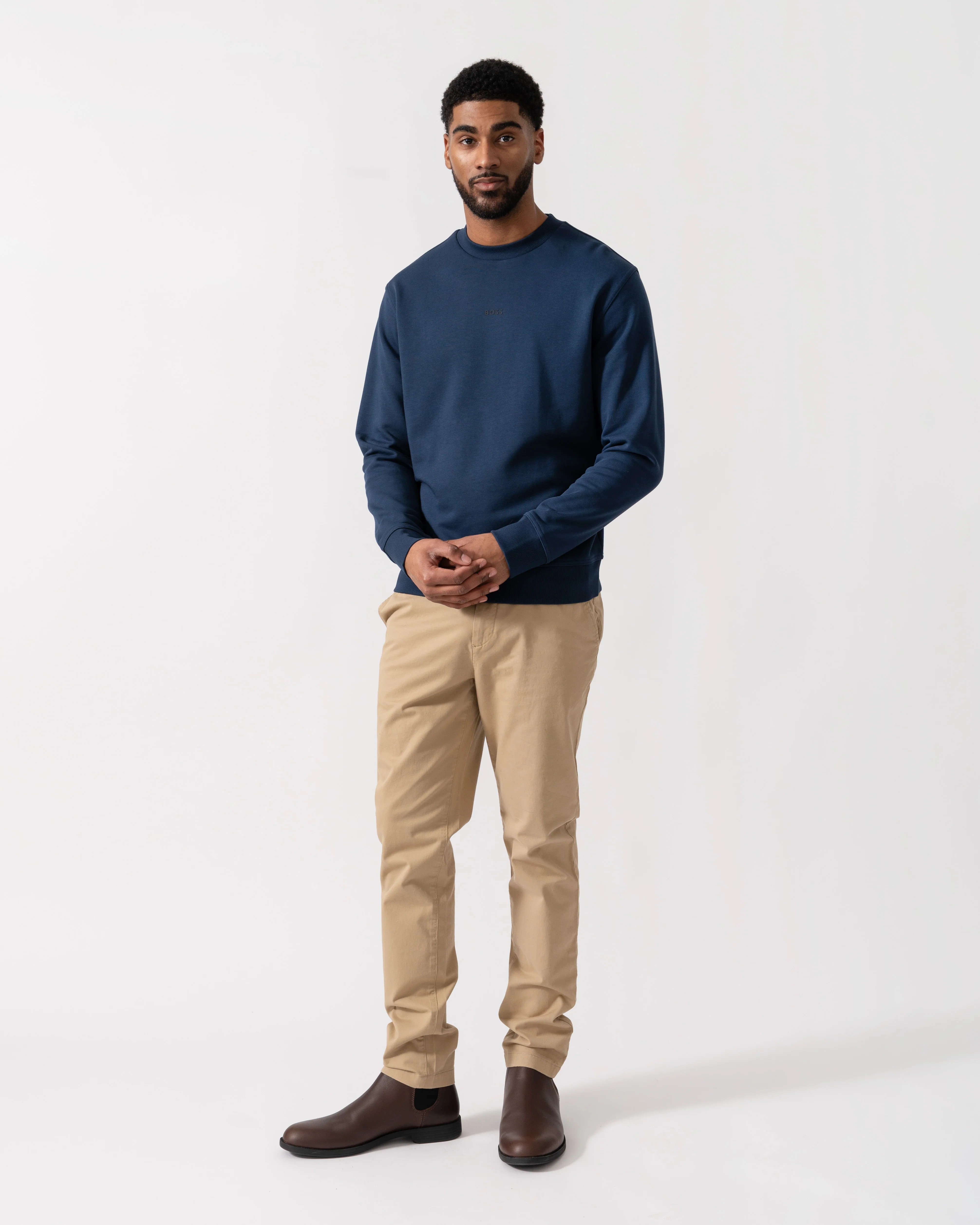 BOSS Orange WeSmall Crew Sweatshirt - Open Blue 464 - Image 3