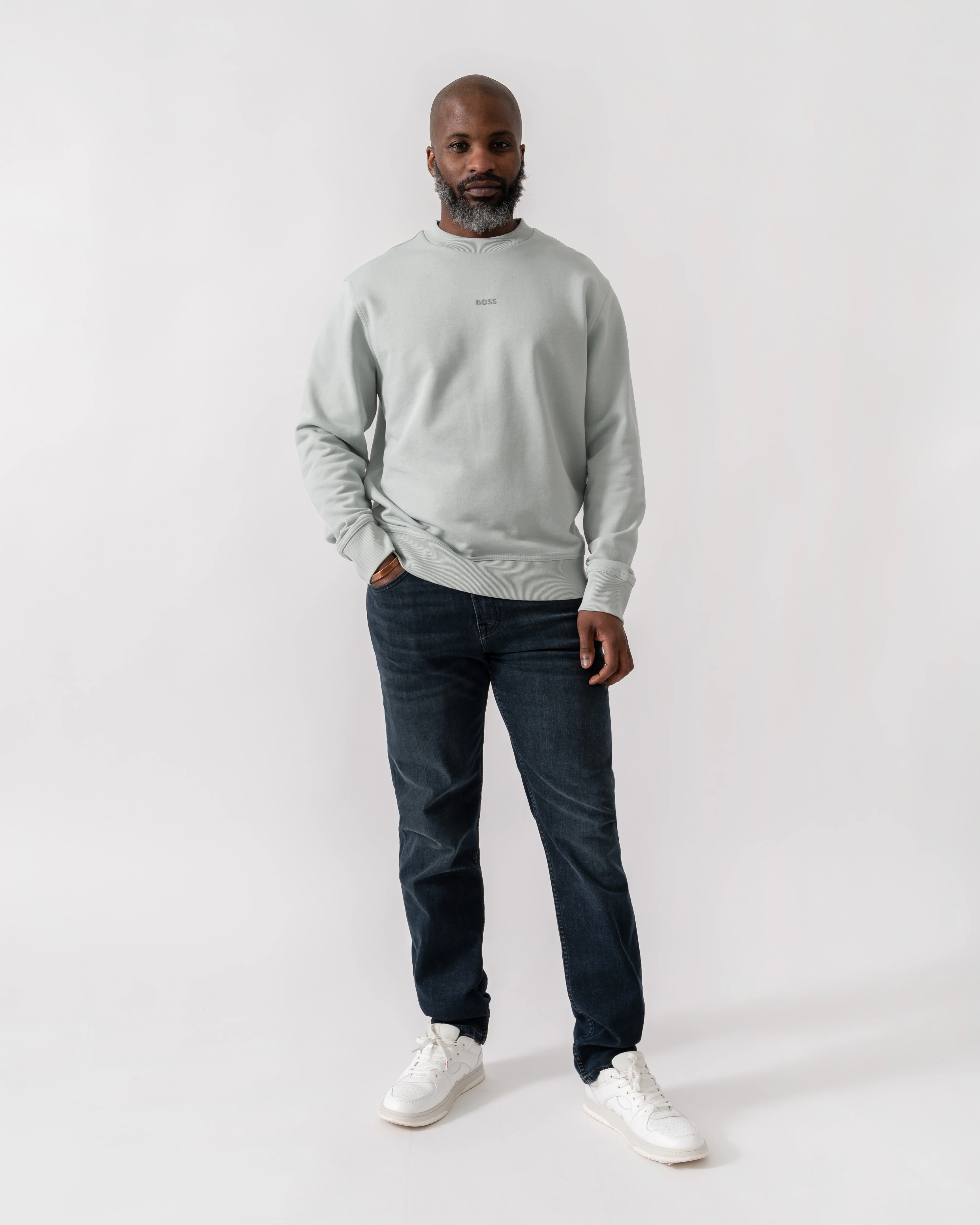 BOSS Orange WeSmallcrew Mens Sweatshirt - Silver 043 - Image 2