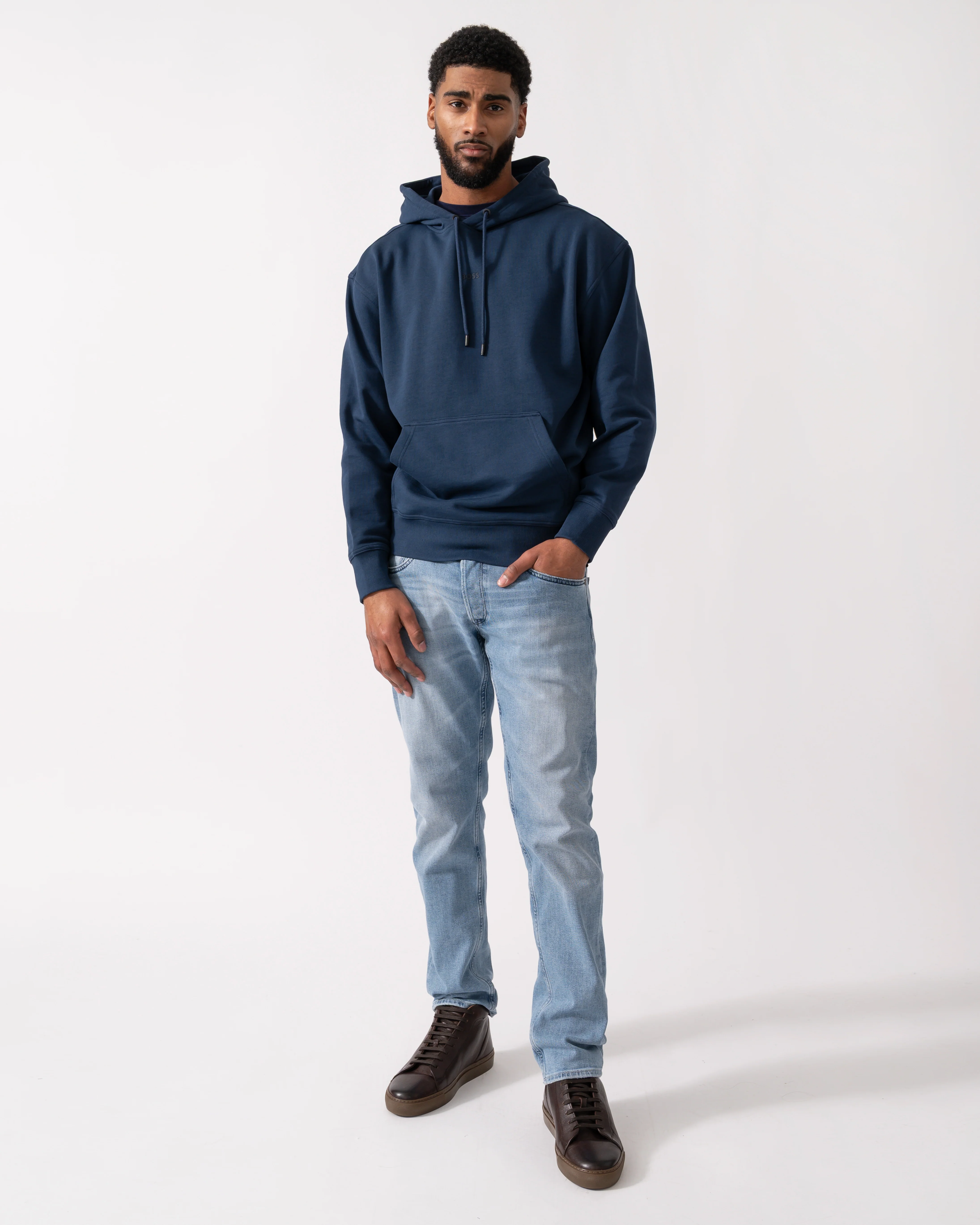 BOSS Orange WeSmallhood Mens Hoodie - Open Blue 464 - Image 2