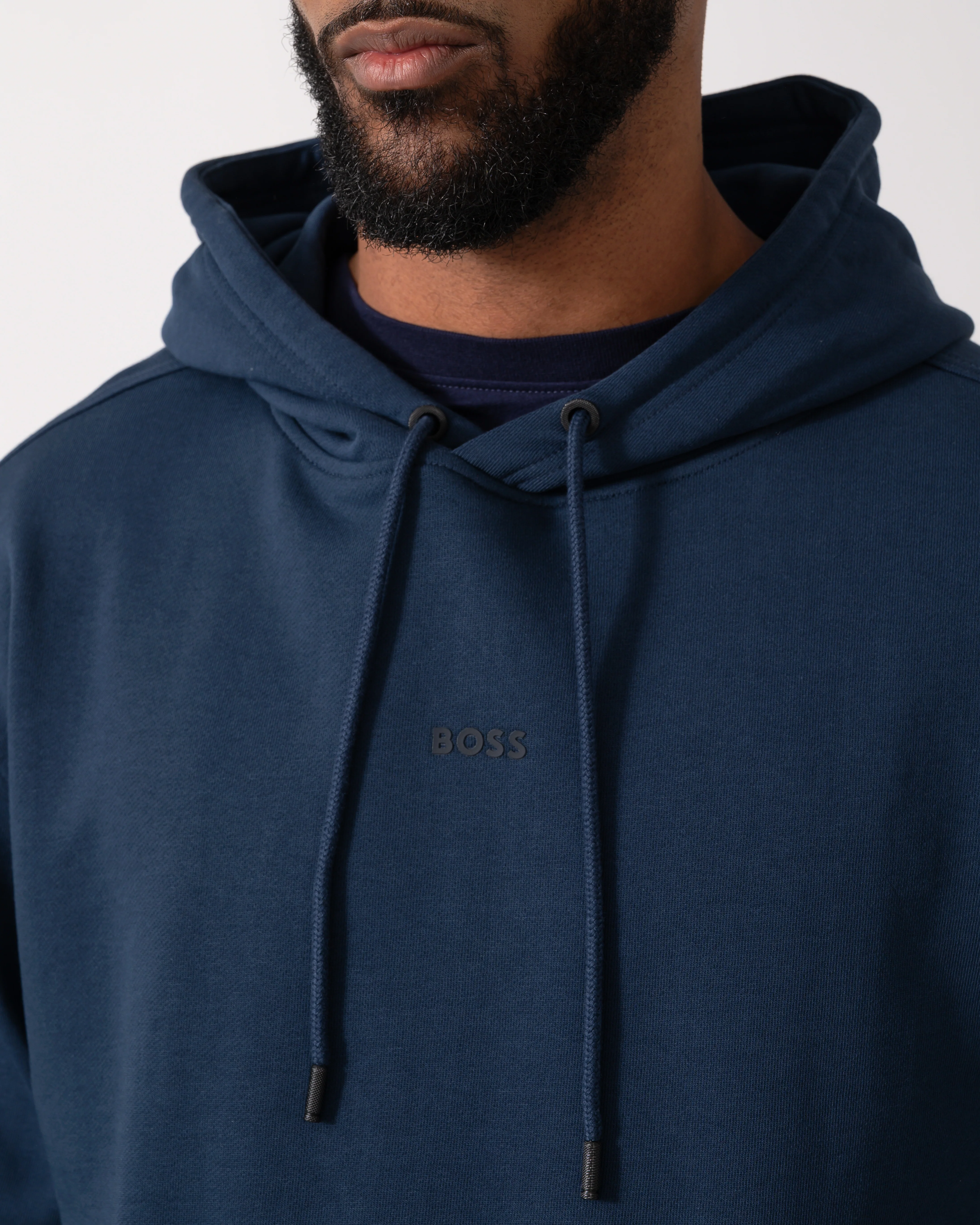 BOSS Orange WeSmallhood Mens Hoodie - Open Blue 464 - Image 3