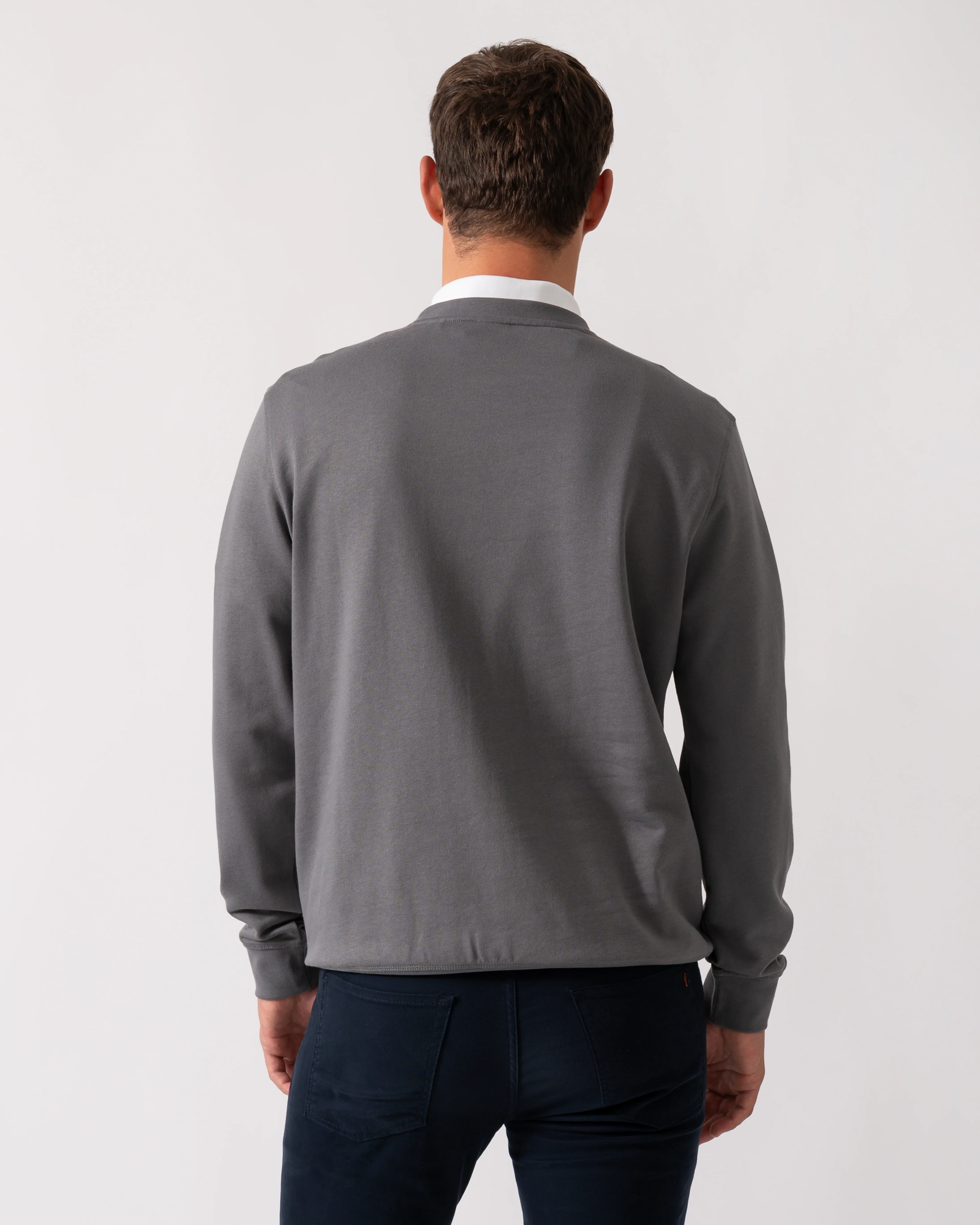 BOSS Orange Westart Mens Crew Neck Sweatshirt With Logo Patch - Open Grey 062 - Image 4