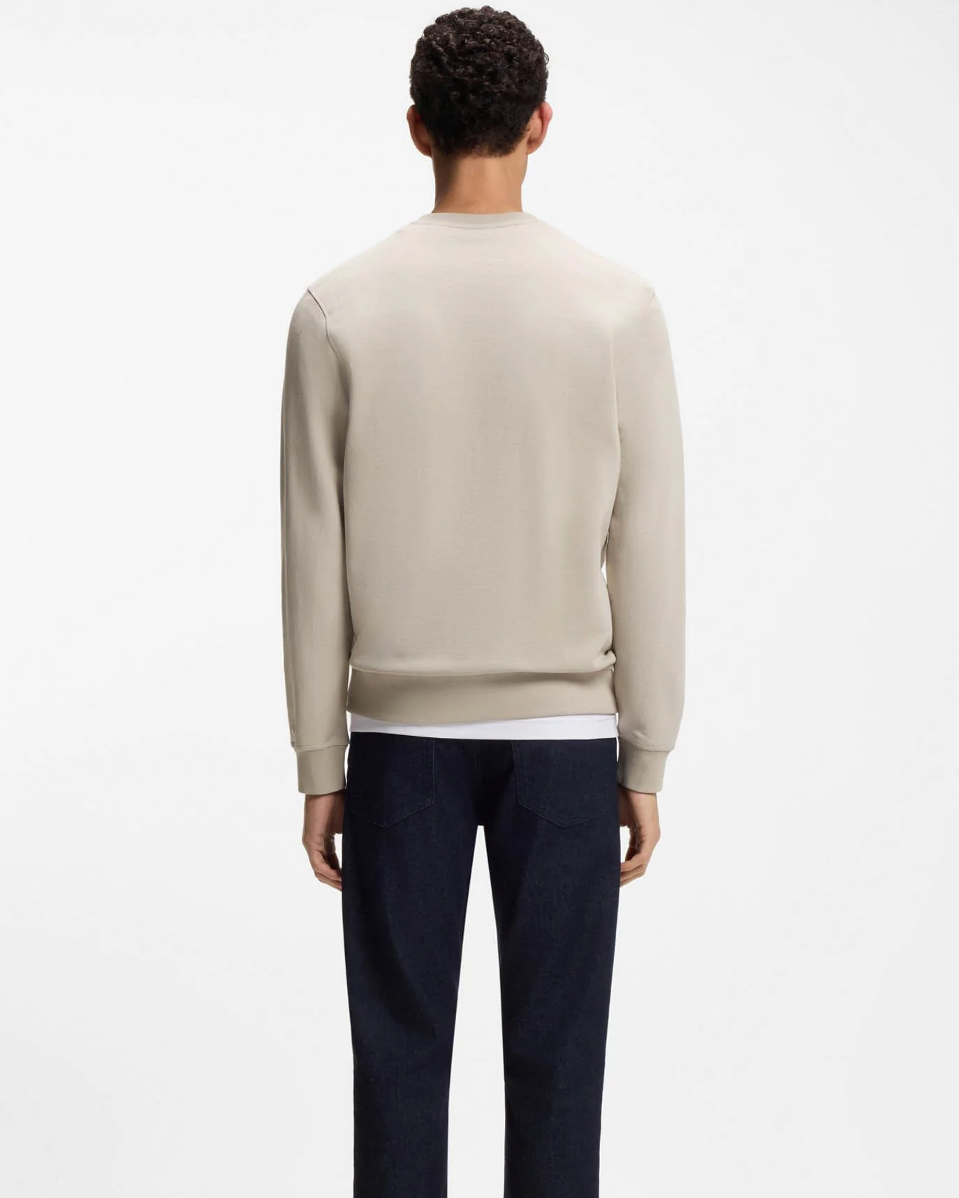 BOSS Orange Westart Mens Crew Neck Sweatshirt With Logo Patch - Open Grey 070 - Image 4