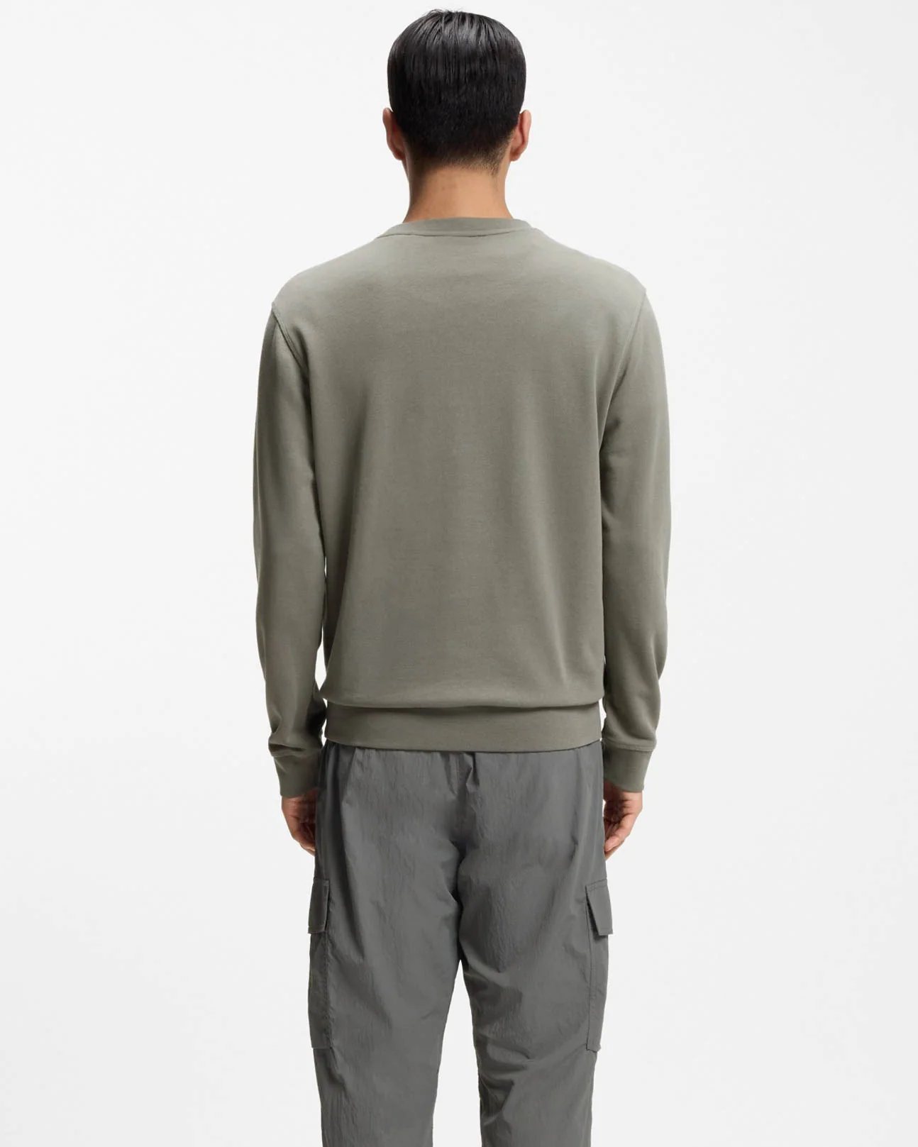BOSS Orange Westart Mens Crew Neck Sweatshirt With Logo Patch - Open Grey 076 - Image 4