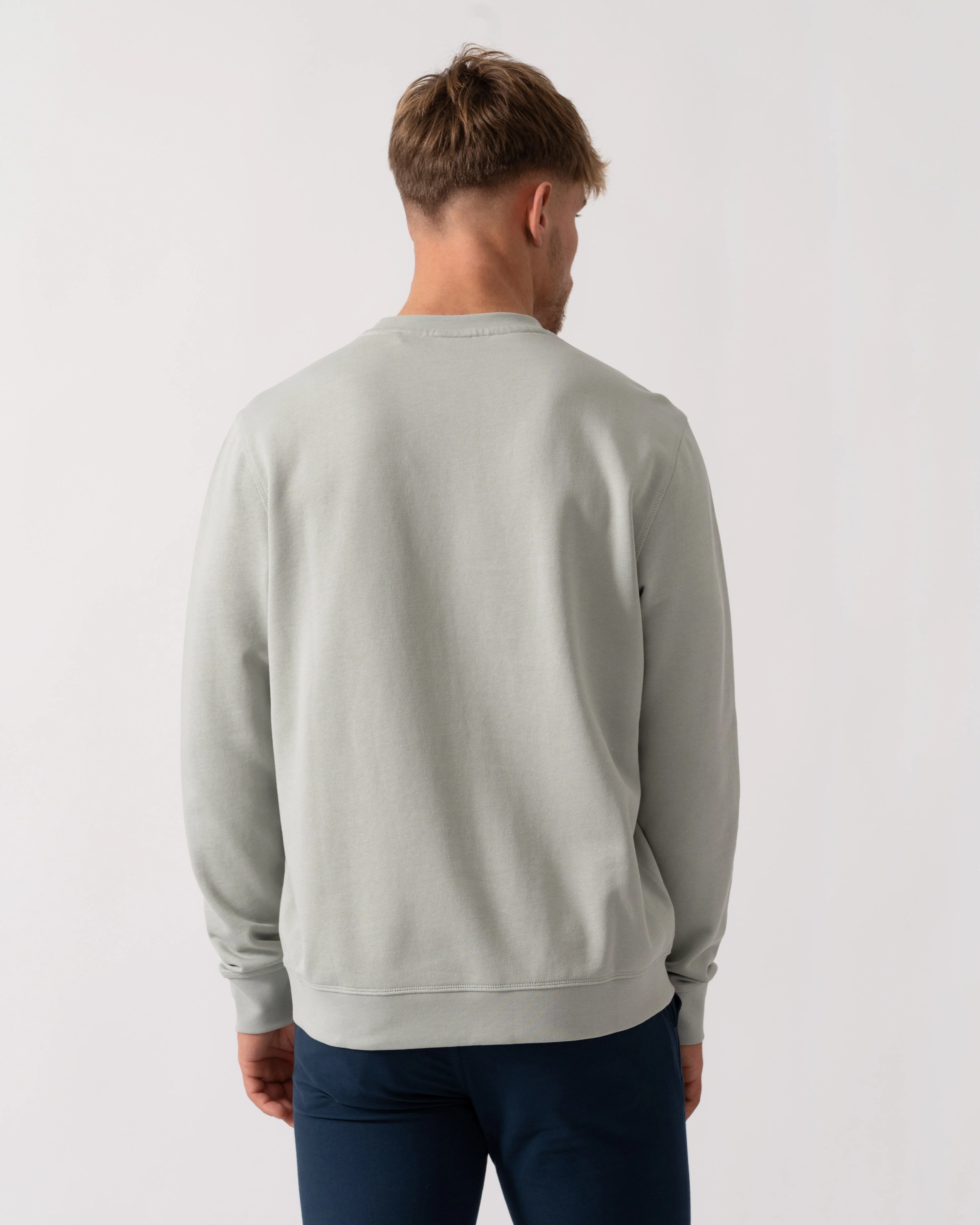 BOSS Orange Westart Mens Crew Neck Sweatshirt With Logo Patch - Silver 043 - Image 4