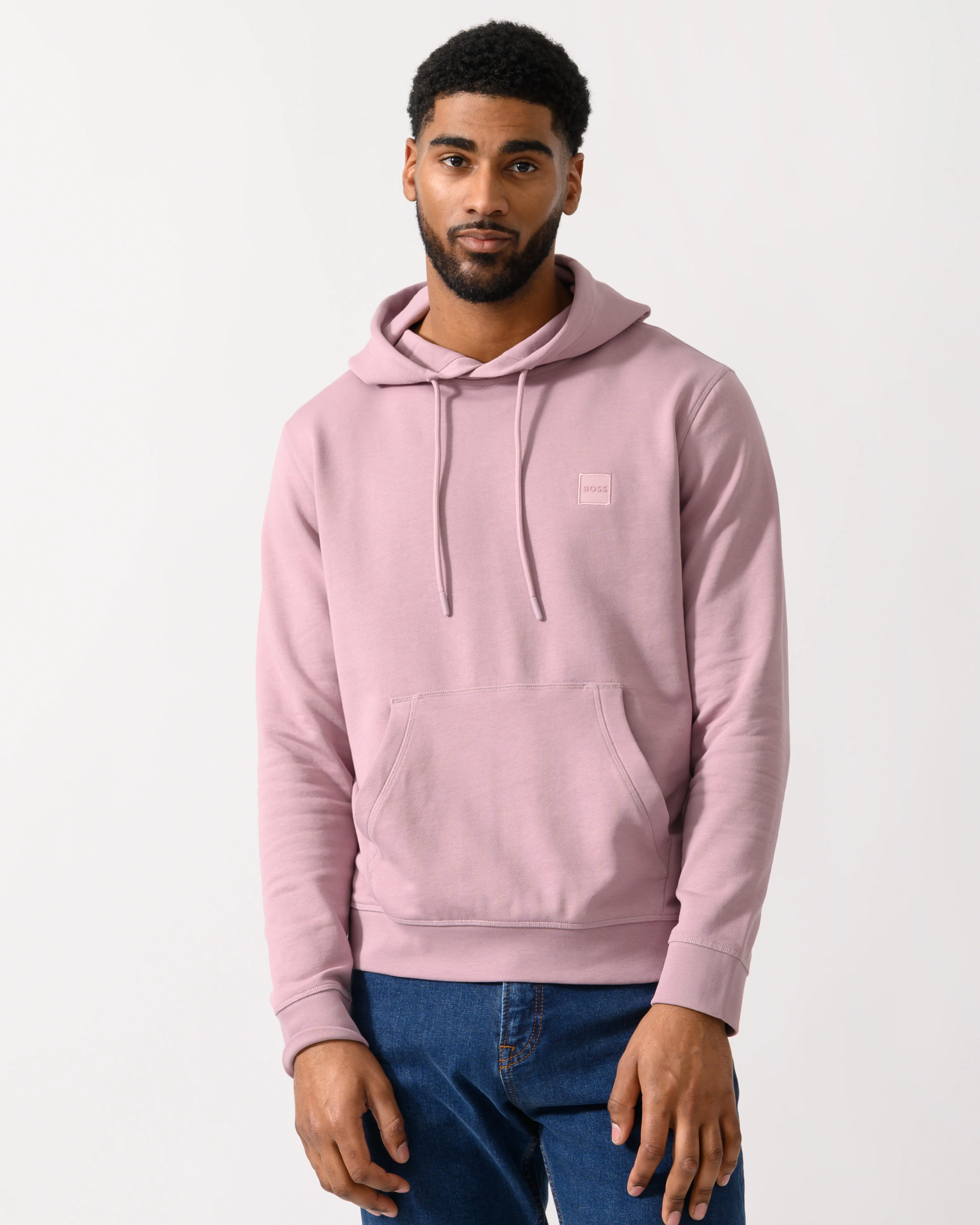 BOSS Orange Wetalk Mens Pullover Hoodie With Logo Patch - Light/Pastel Purple 539