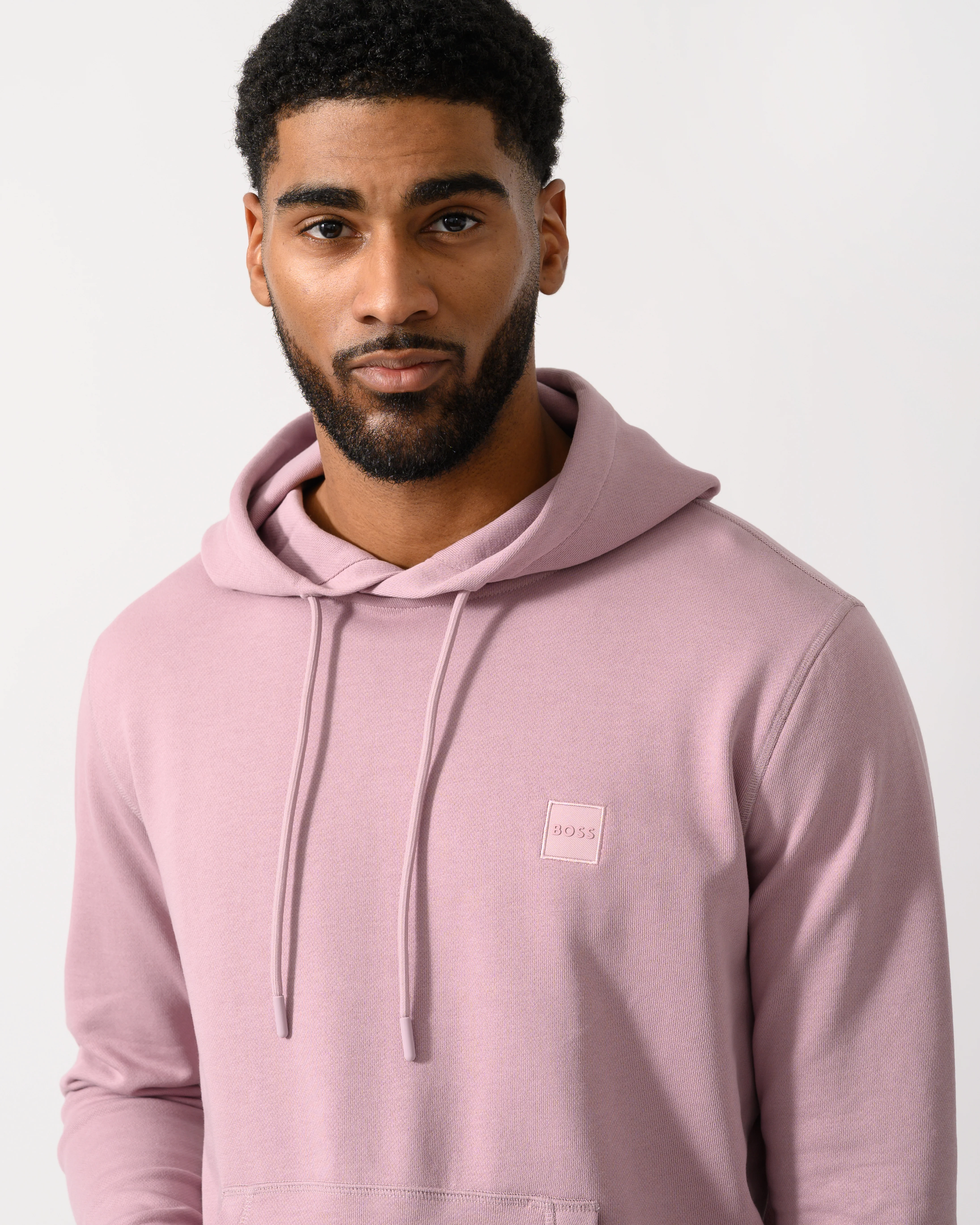 BOSS Orange Wetalk Mens Pullover Hoodie With Logo Patch - Light/Pastel Purple 539 - Image 2