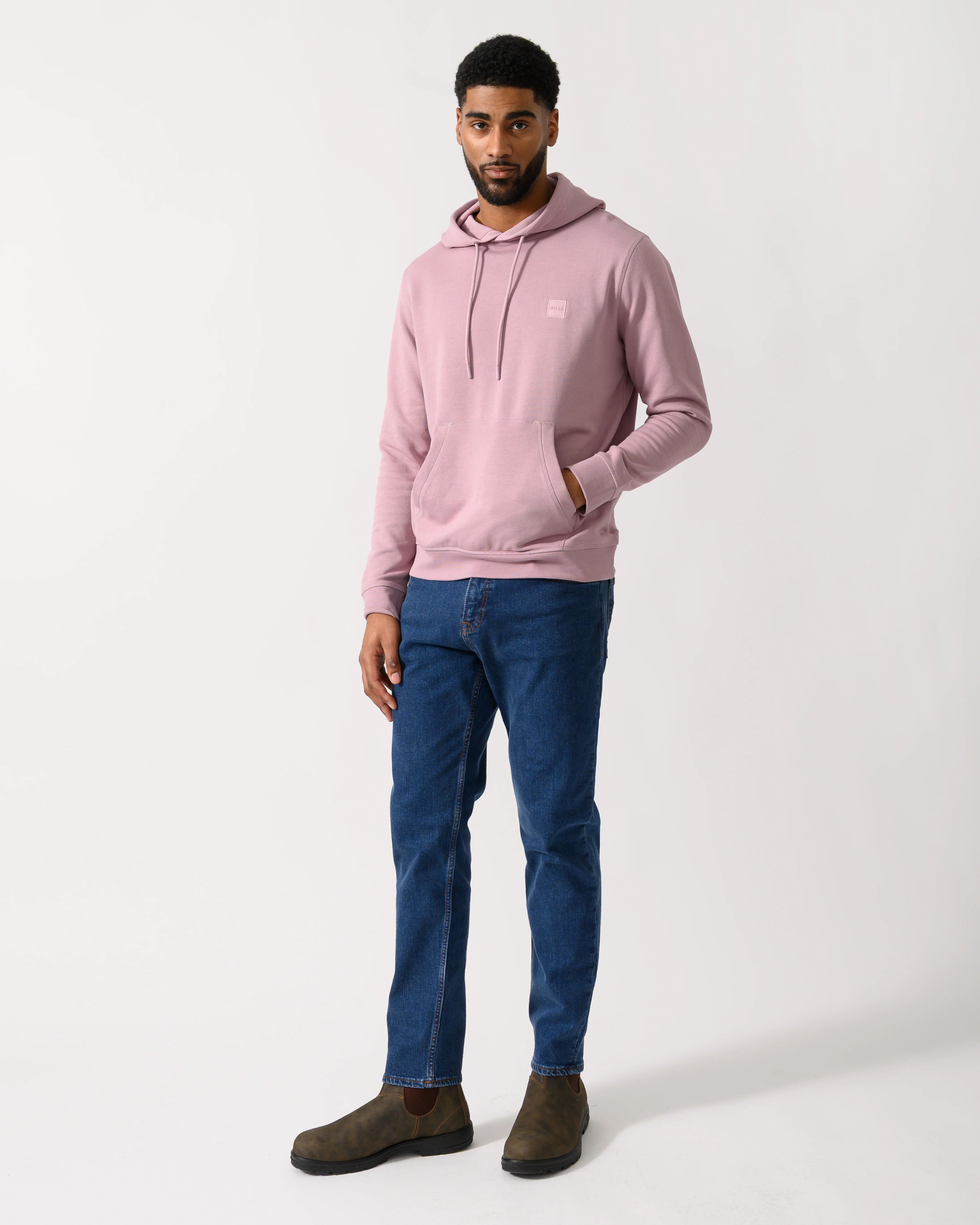 BOSS Orange Wetalk Mens Pullover Hoodie With Logo Patch - Light/Pastel Purple 539 - Image 3