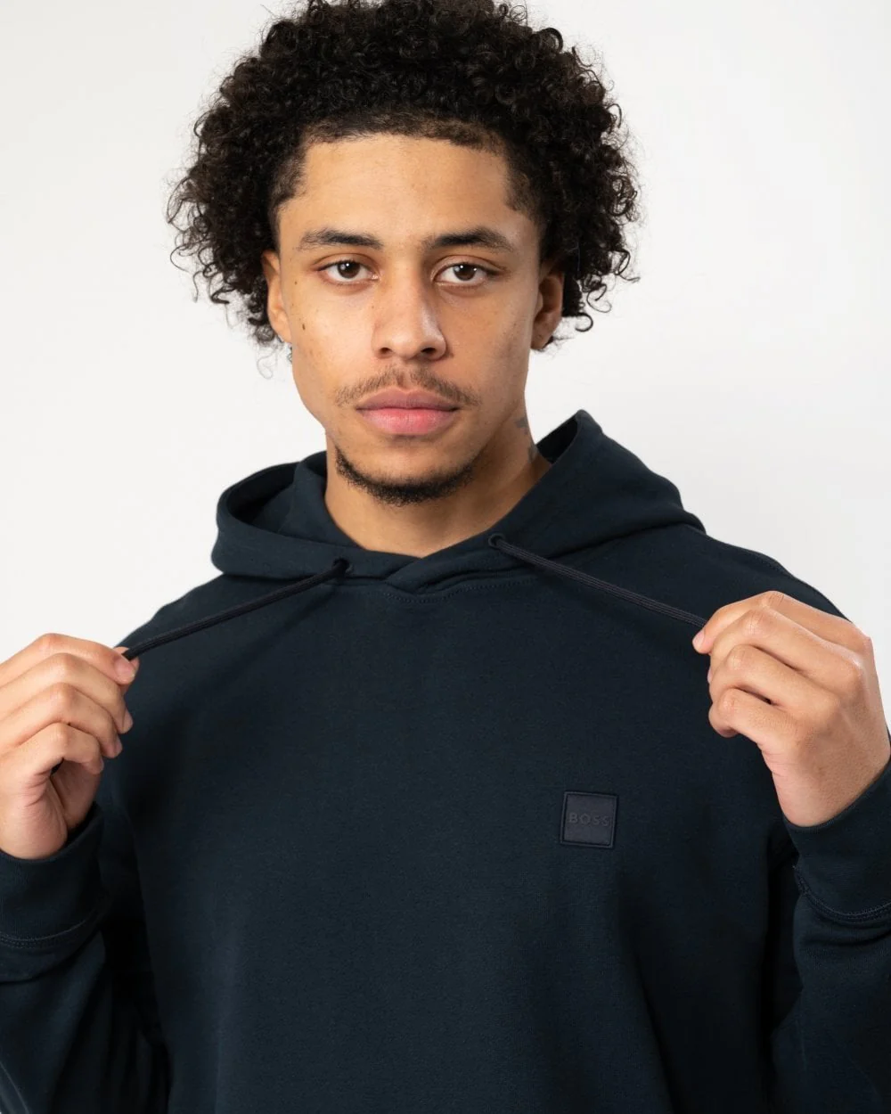 BOSS Orange Wetalk Mens Pullover Hoodie With Logo Patch NOS - Dark Blue 404 - Image 2