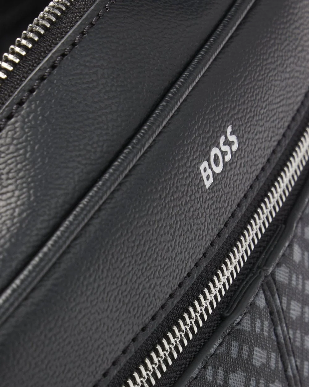 BOSS Orange Zair Mens Faux-Leather Washbag with Monogram-Print Front Pocket - Image 4