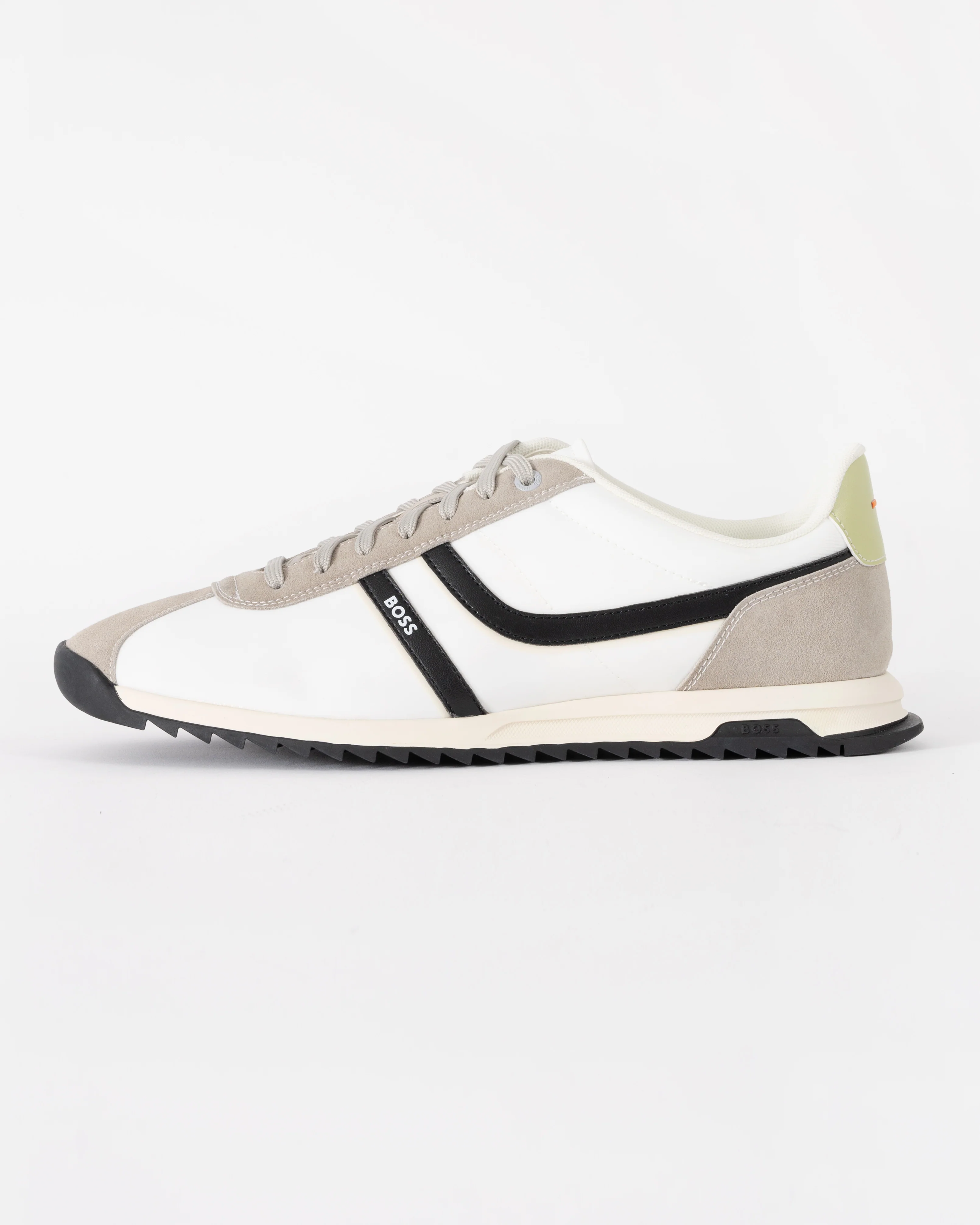 BOSS Orange Zayn Mens Logo Trainers with Faux Suede Trims - Open Grey 063 - Image 2
