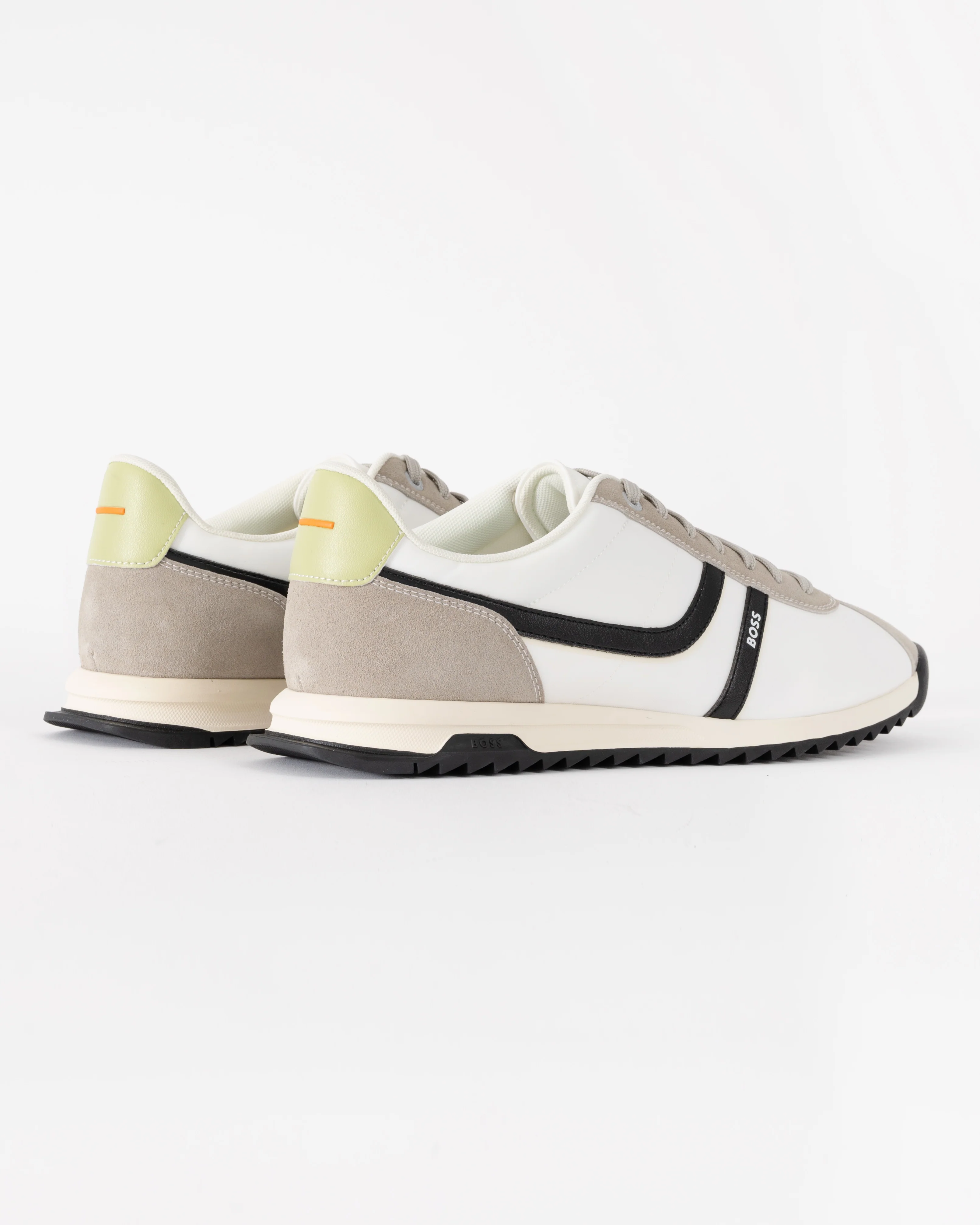 BOSS Orange Zayn Mens Logo Trainers with Faux Suede Trims - Open Grey 063 - Image 3