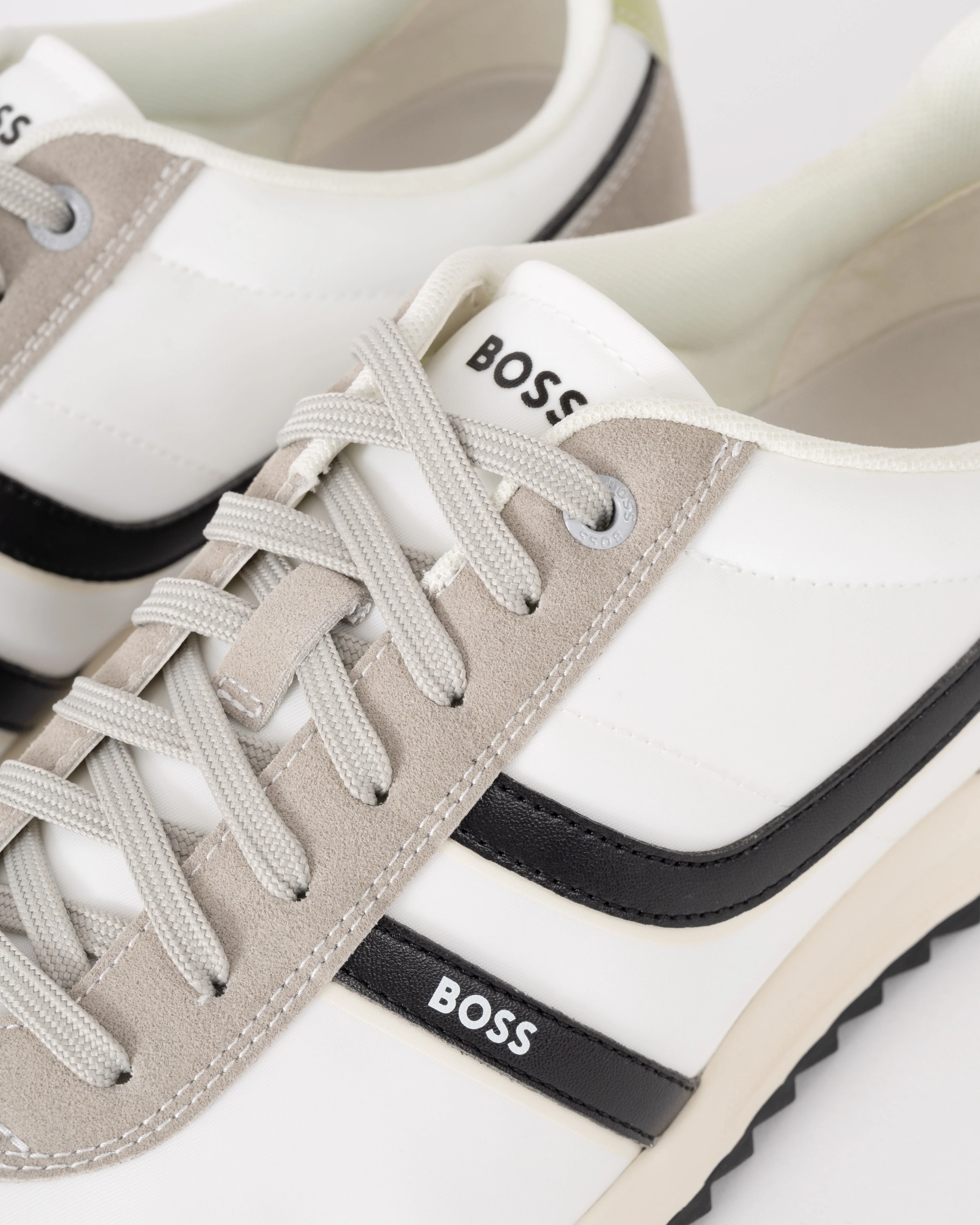 BOSS Orange Zayn Mens Logo Trainers with Faux Suede Trims - Open Grey 063 - Image 5