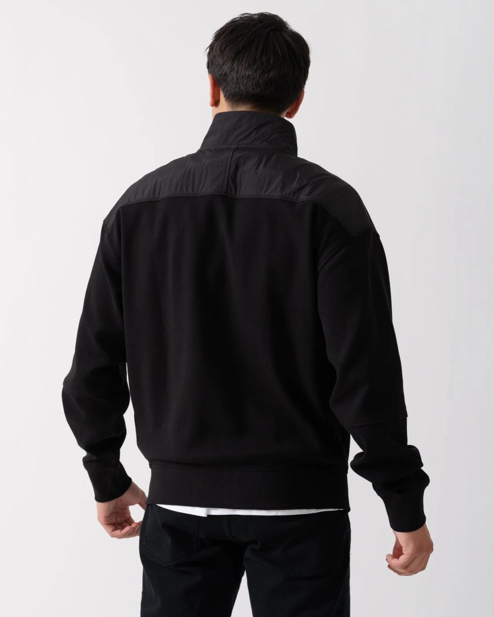 BOSS Orange Ze Nylon Mens Cotton Terry Zip-Up Sweatshirt with Logo Badge - Image 4