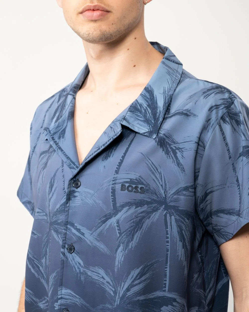 BOSS Orange Zen Mens Palm Tree Print Beach Shirt - Image 2
