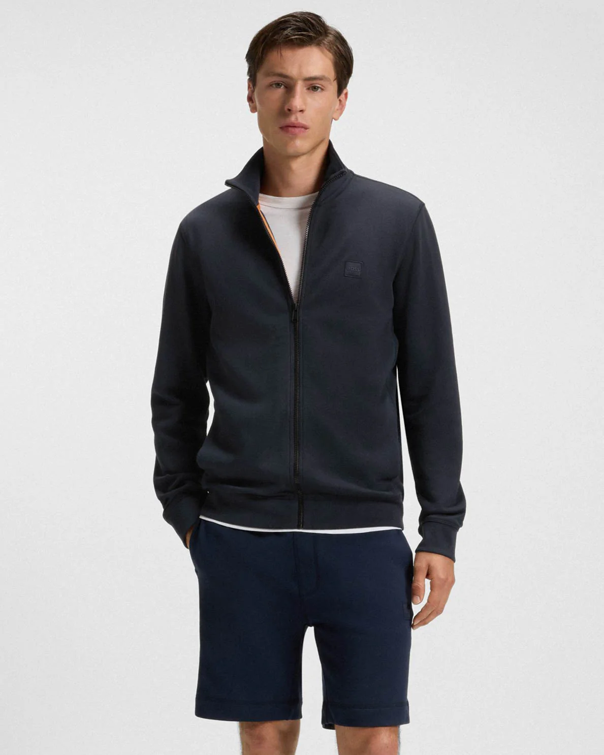 BOSS Orange Zestart Mens Full Zip Sweatshirt - Dark Blue 404 - Image 2