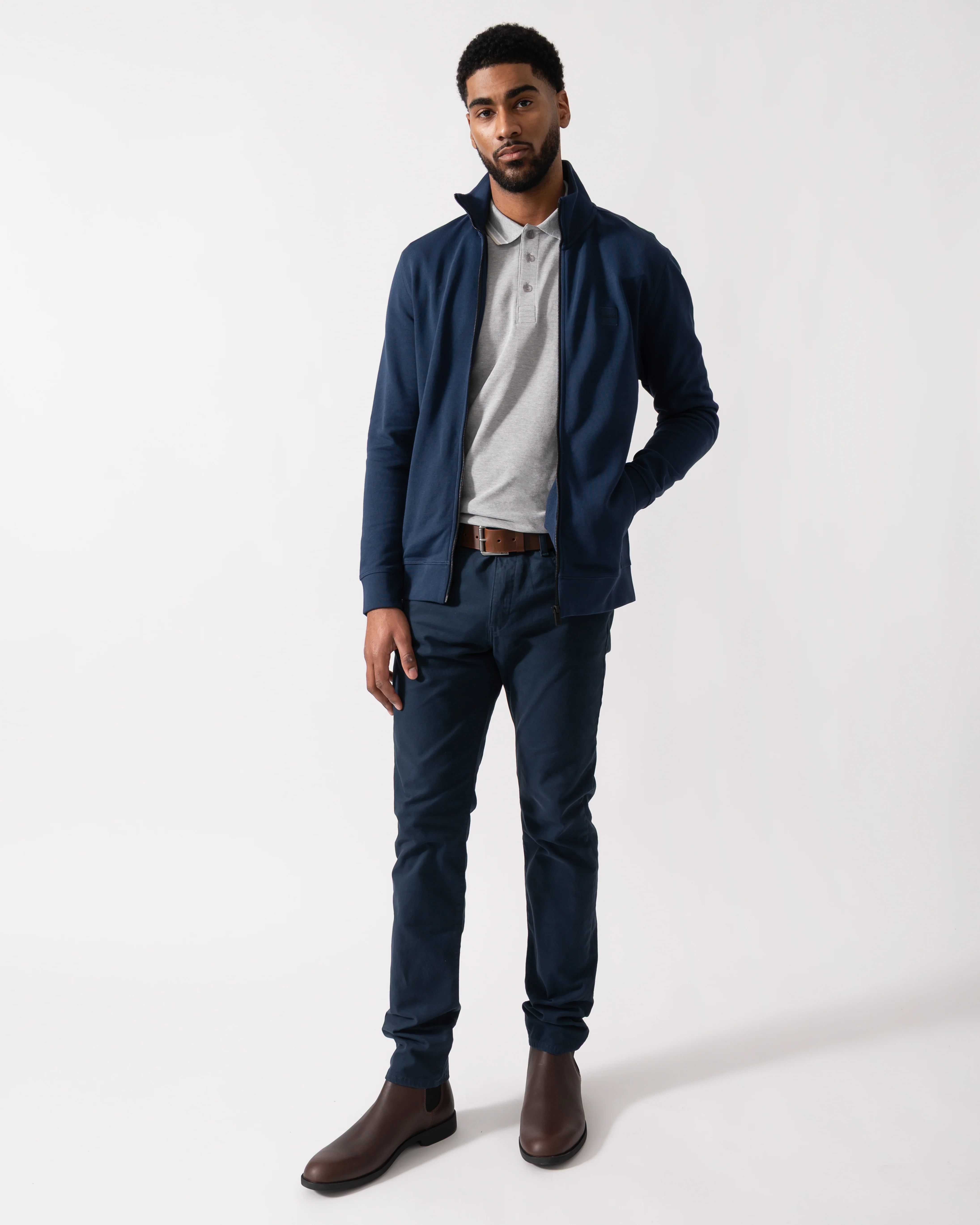 BOSS Orange Zestart Mens Full Zip Sweatshirt - Open Blue 464 - Image 2
