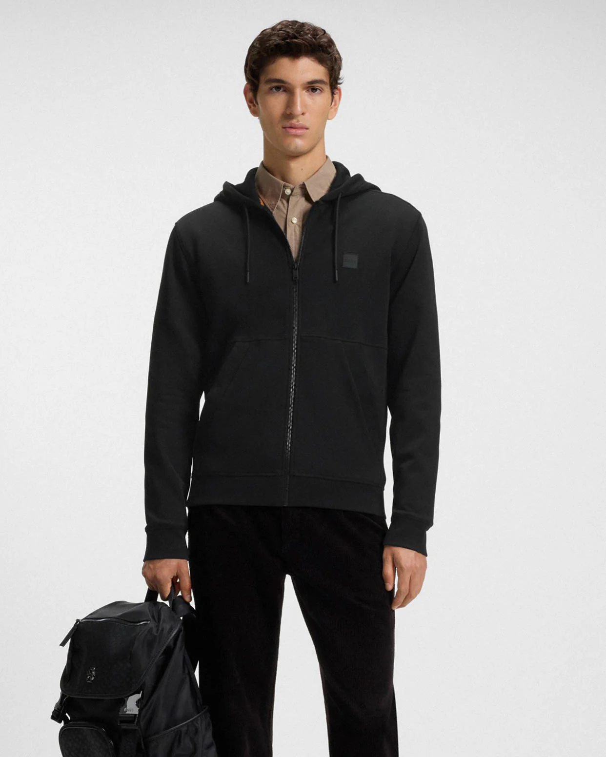 BOSS Orange Zetalky Mens Full Zip Hoodie - Black 001 - Image 2