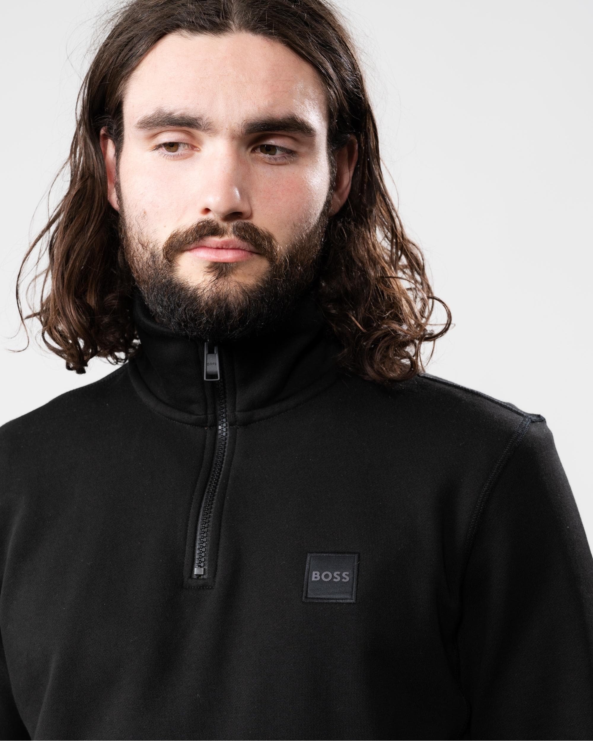 BOSS Orange Zetrust Mens 1/4 Zip Sweatshirt - Black 001 - Image 2