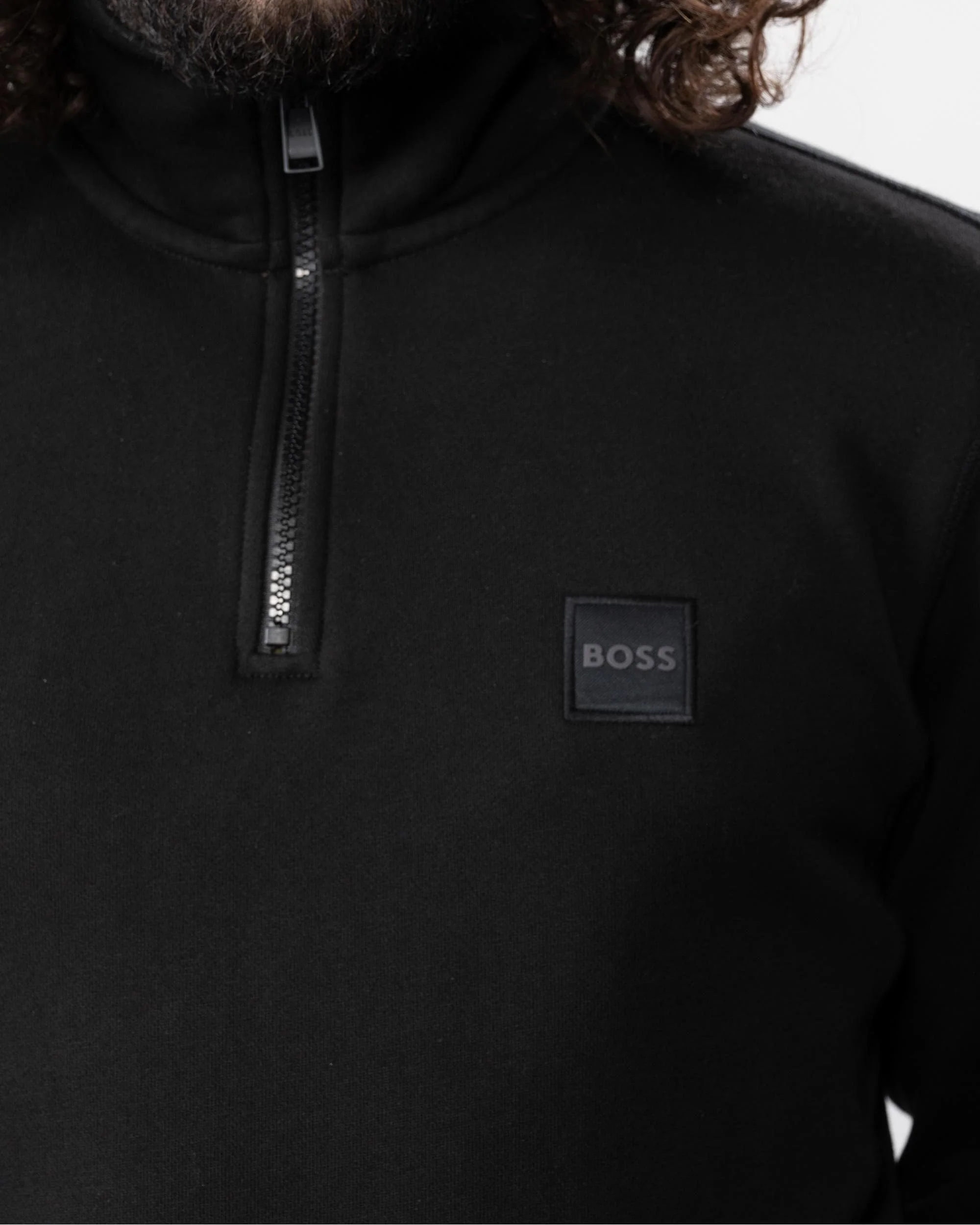 BOSS Orange Zetrust Mens 1/4 Zip Sweatshirt - Black 001 - Image 4