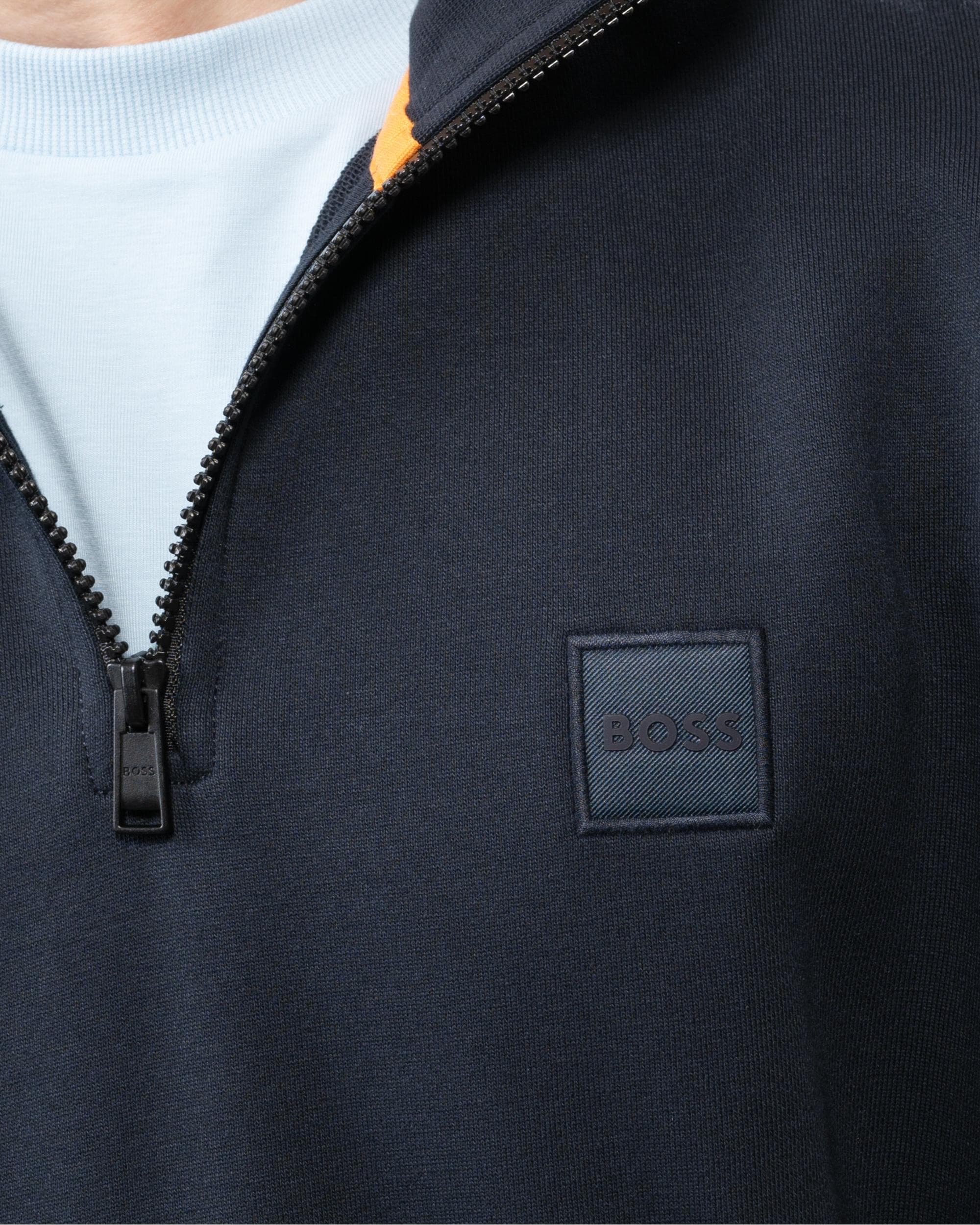 BOSS Orange Zetrust Mens 1/4 Zip Sweatshirt - Dark Blue 404 - Image 3