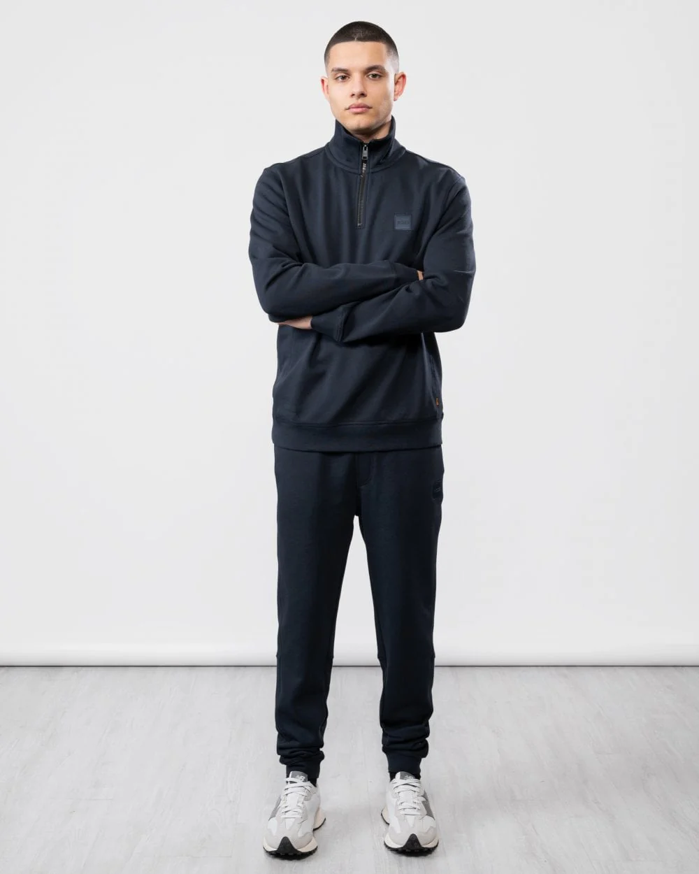 BOSS Orange Zetrust Mens 1/4 Zip Sweatshirt - Dark Blue 404 - Image 4