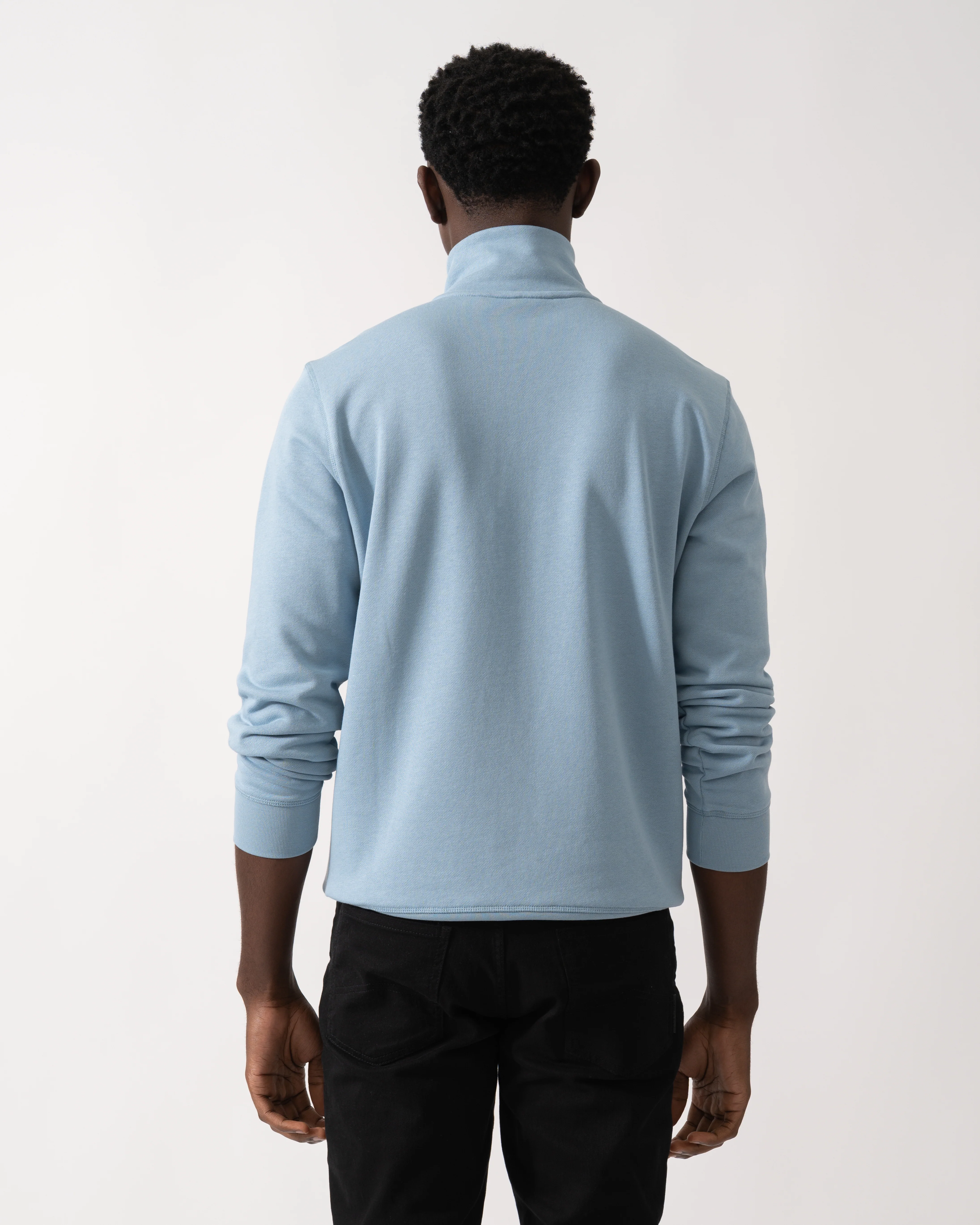BOSS Orange Zetrust Mens 1/4 Zip Sweatshirt - Light/Pastel Blue 451 - Image 4
