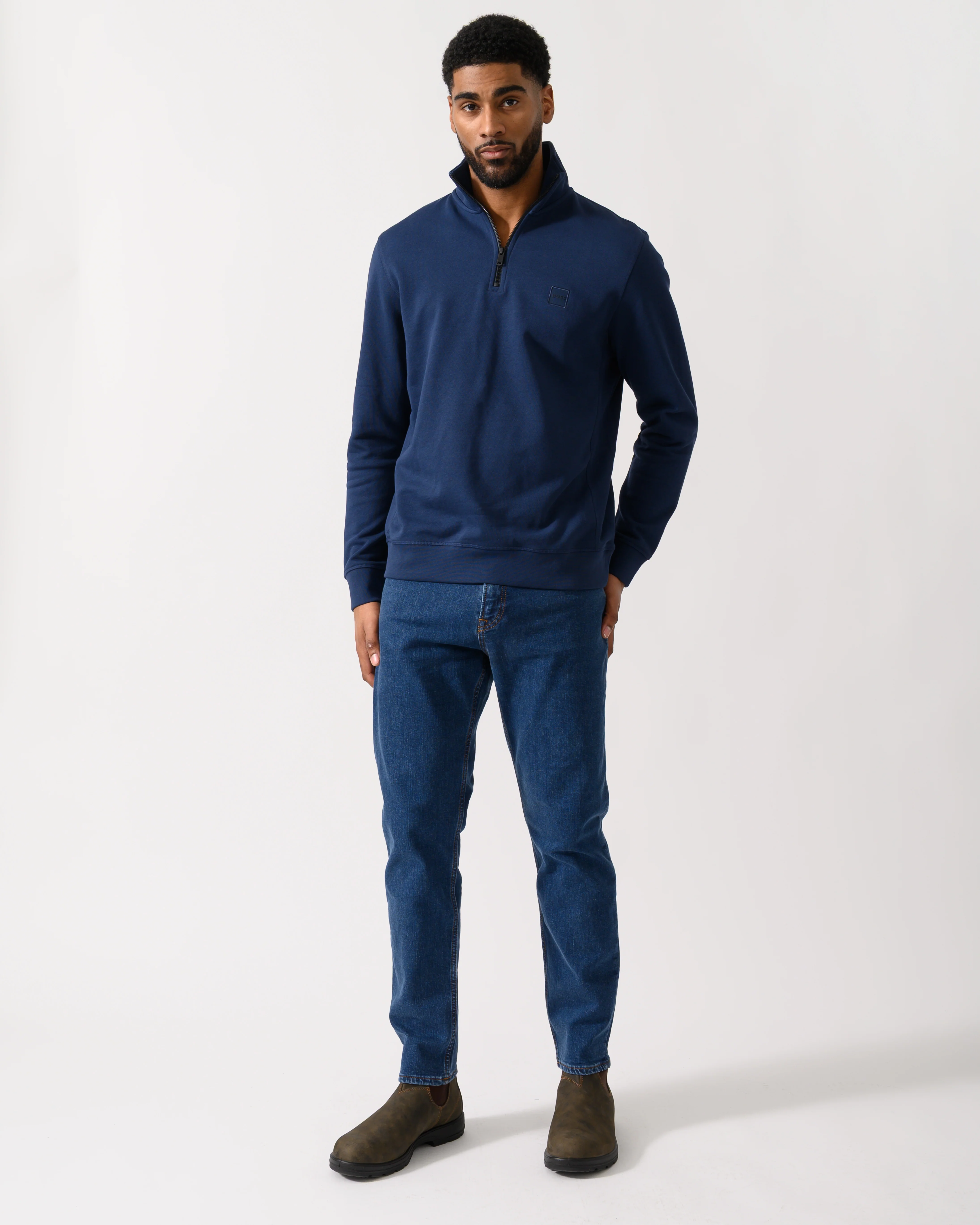 BOSS Orange Zetrust Mens 1/4 Zip Sweatshirt - Open Blue 464 - Image 2