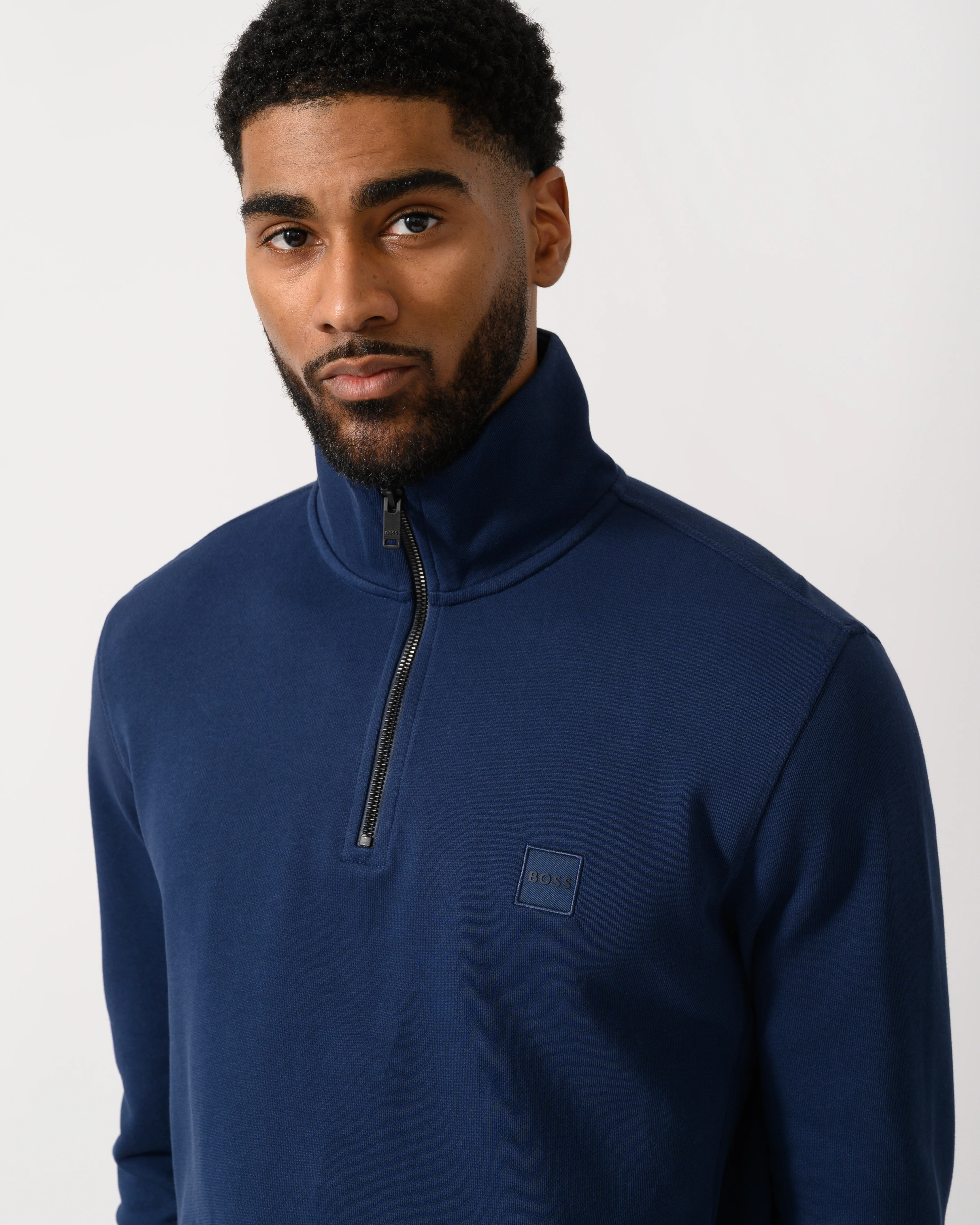 BOSS Orange Zetrust Mens 1/4 Zip Sweatshirt - Open Blue 464 - Image 3