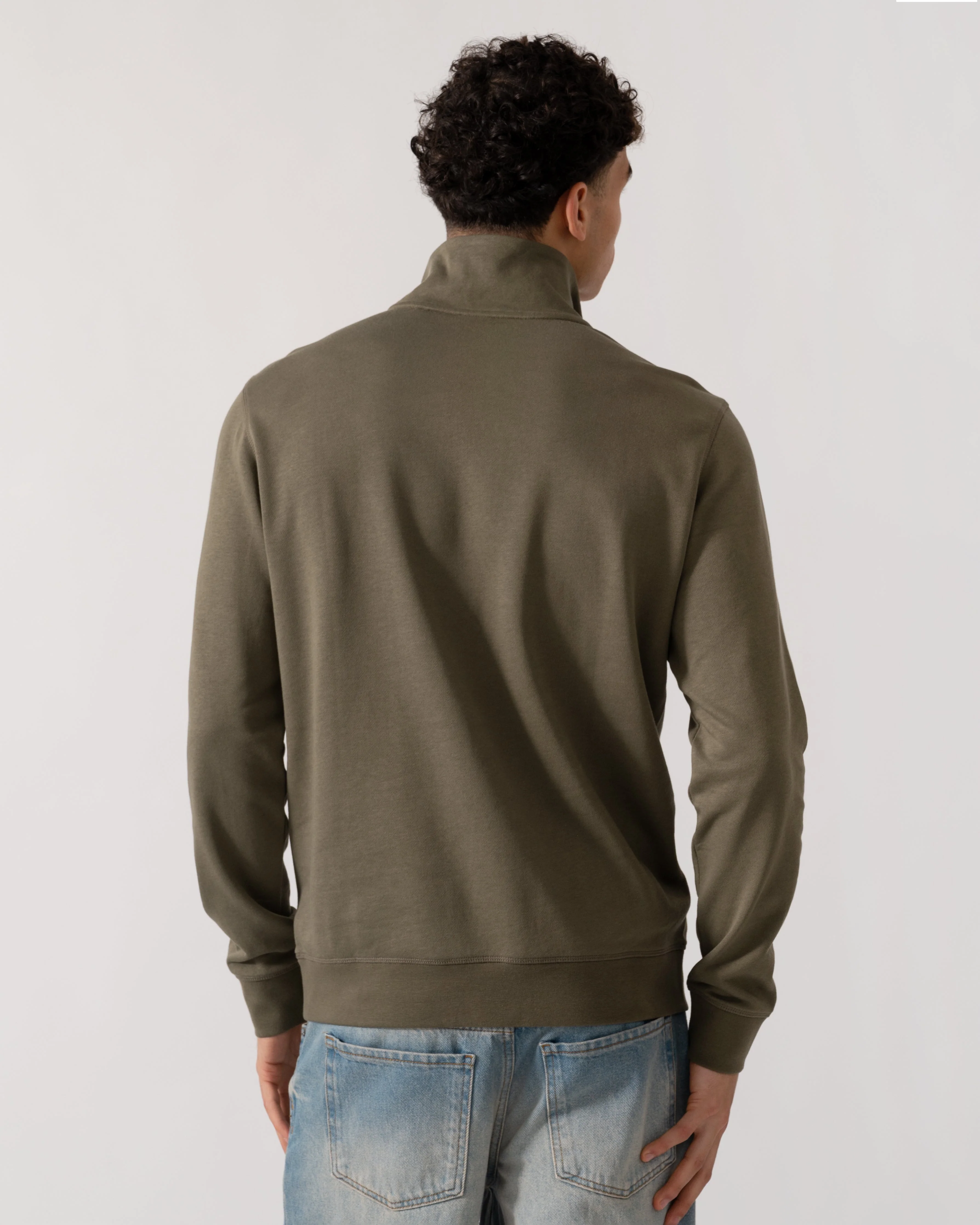 BOSS Orange Zetrust Mens 1/4 Zip Sweatshirt - Open Green 342 - Image 4