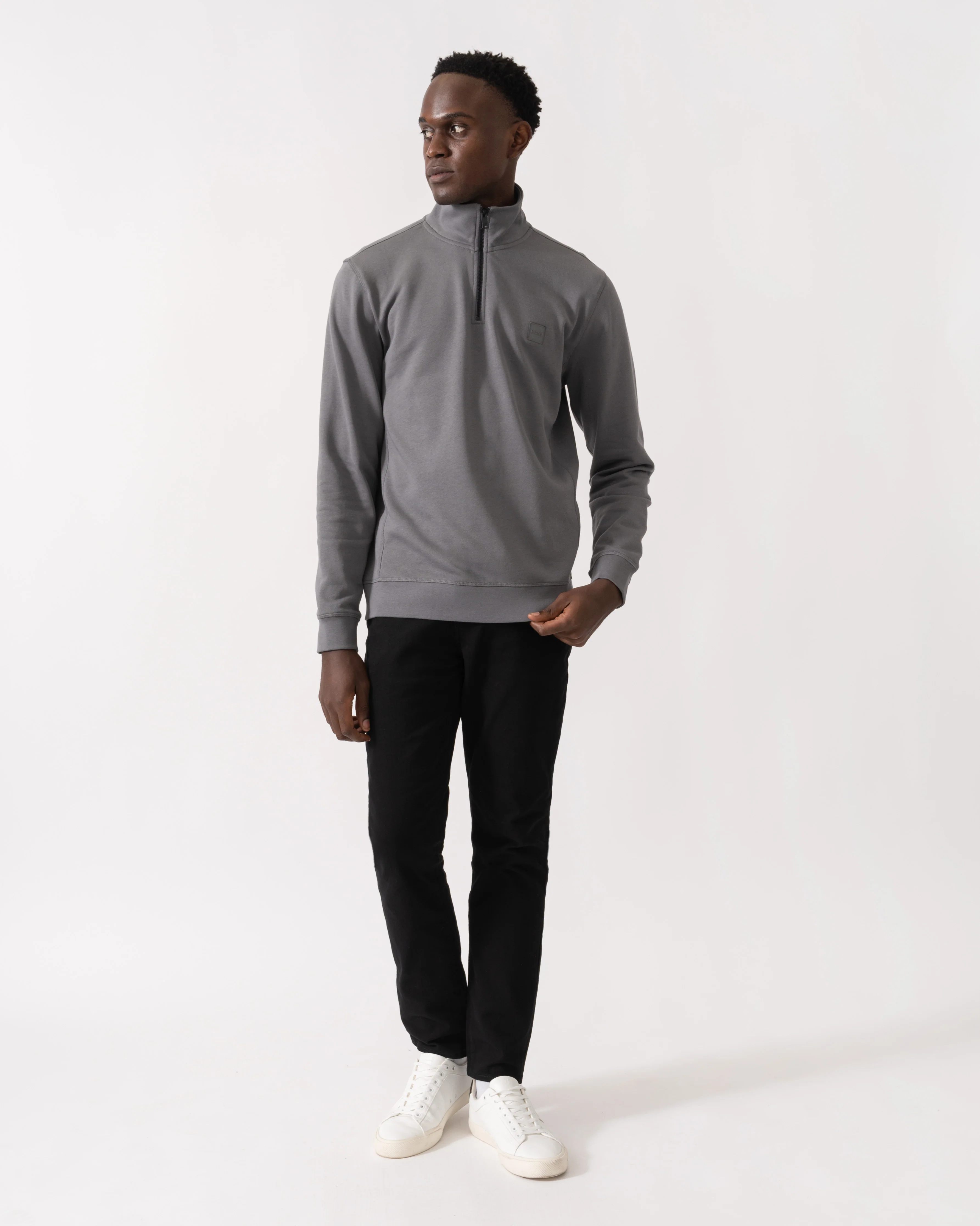 BOSS Orange Zetrust Mens 1/4 Zip Sweatshirt - Open Grey 062 - Image 2