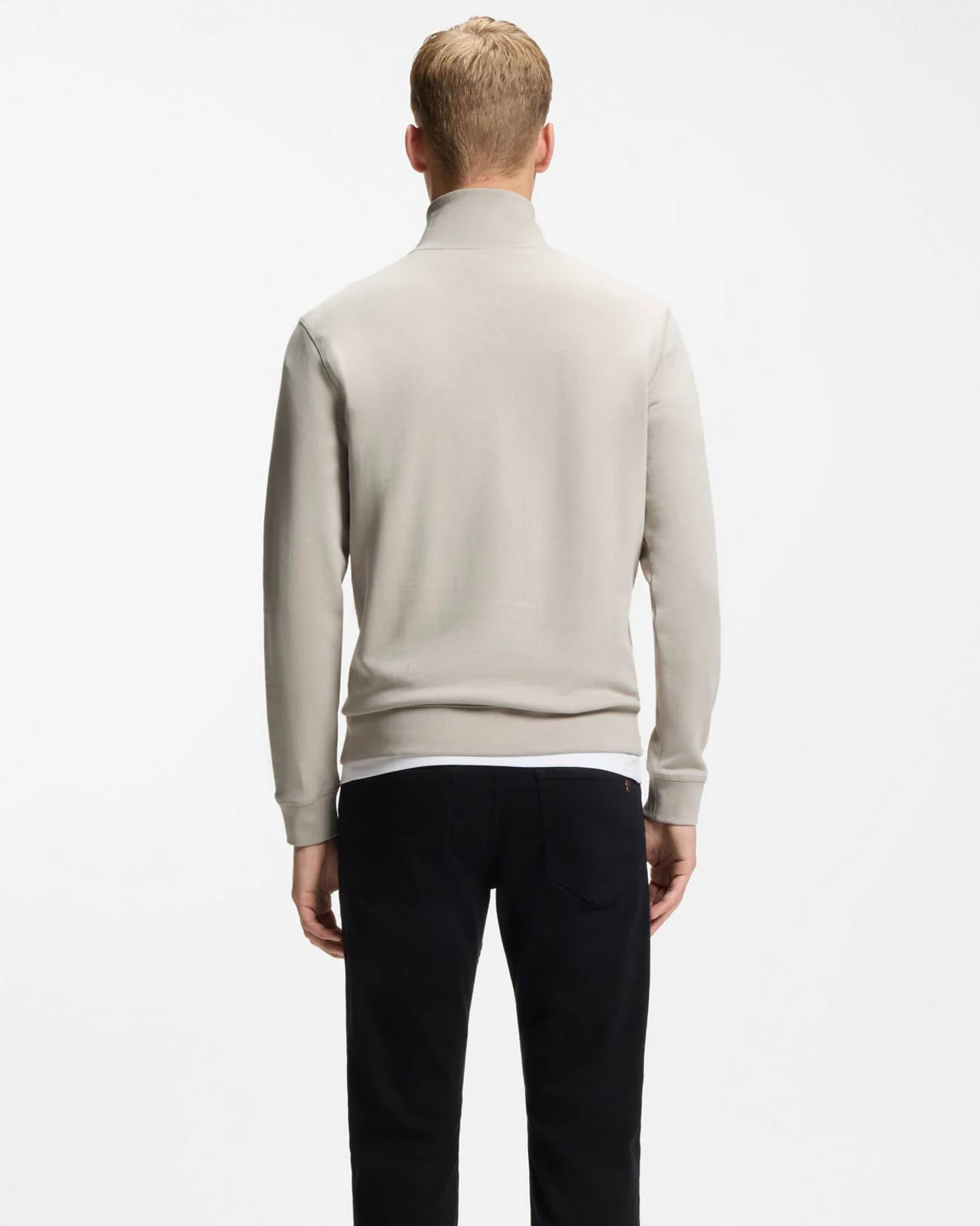 BOSS Orange Zetrust Mens 1/4 Zip Sweatshirt - Open Grey 070 - Image 4