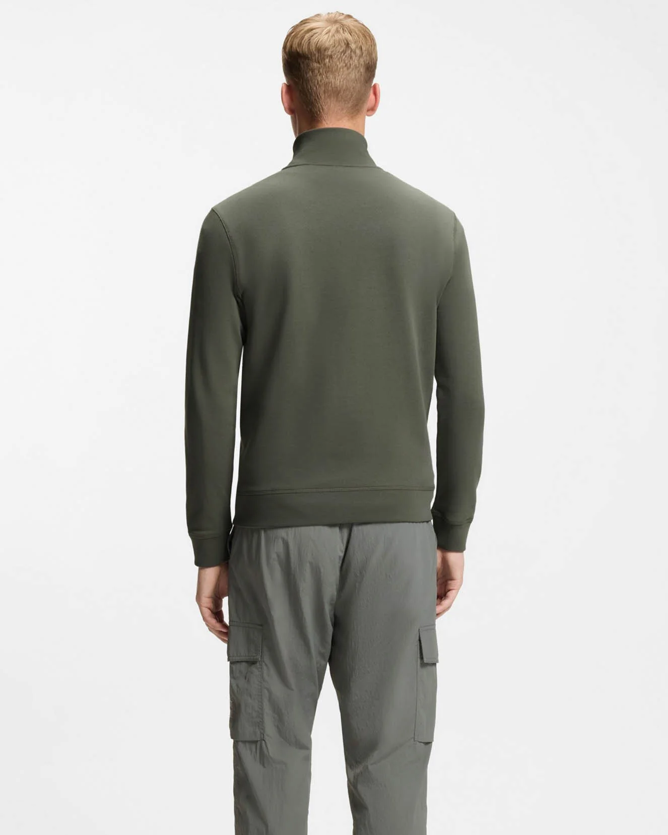BOSS Orange Zetrust Mens 1/4 Zip Sweatshirt - Open Grey 076 - Image 4