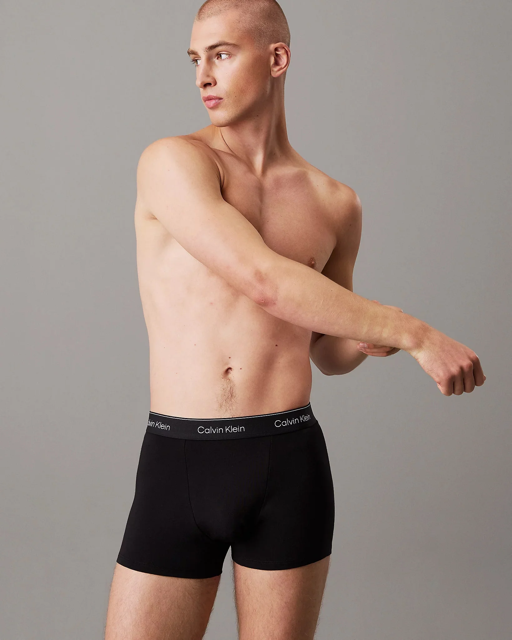 Calvin Klein 3 Pack Icon Cotton Stretch Mens Relaxed Fit Trunks - Black/Black/Black - Image 2