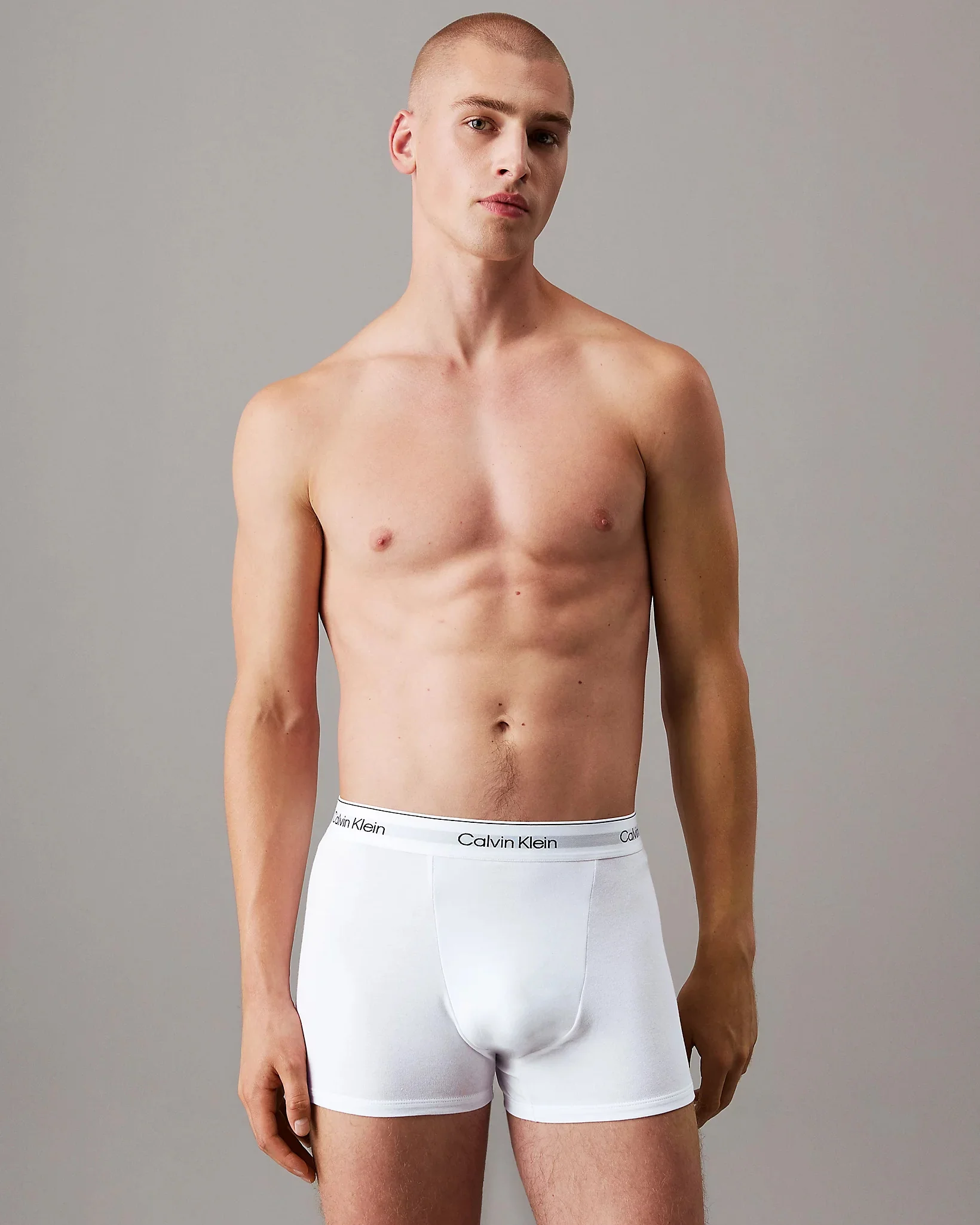 Calvin Klein 3 Pack Icon Cotton Stretch Mens Relaxed Fit Trunks - White/White/White - Image 2