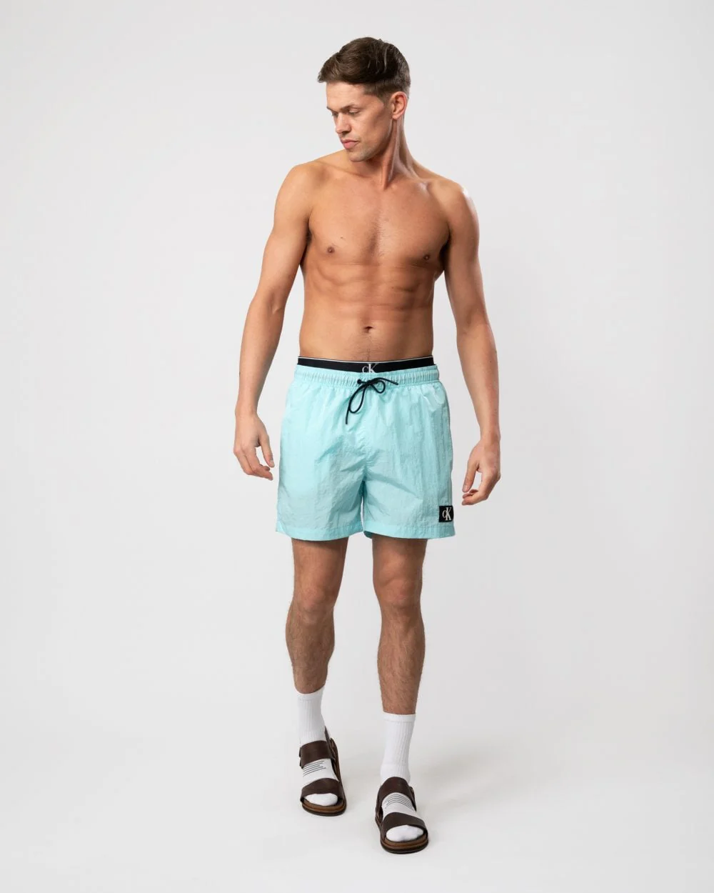 Calvin Klein CKJ Monogram Nylon Mens Medium Double Waistband Swimshorts - Image 2