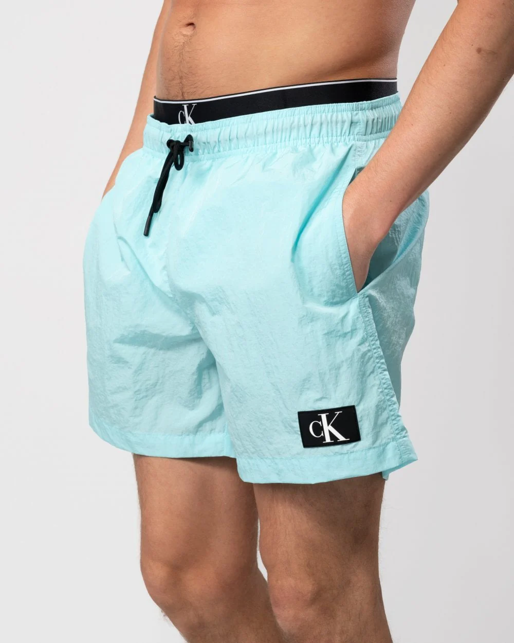Calvin Klein CKJ Monogram Nylon Mens Medium Double Waistband Swimshorts - Image 3