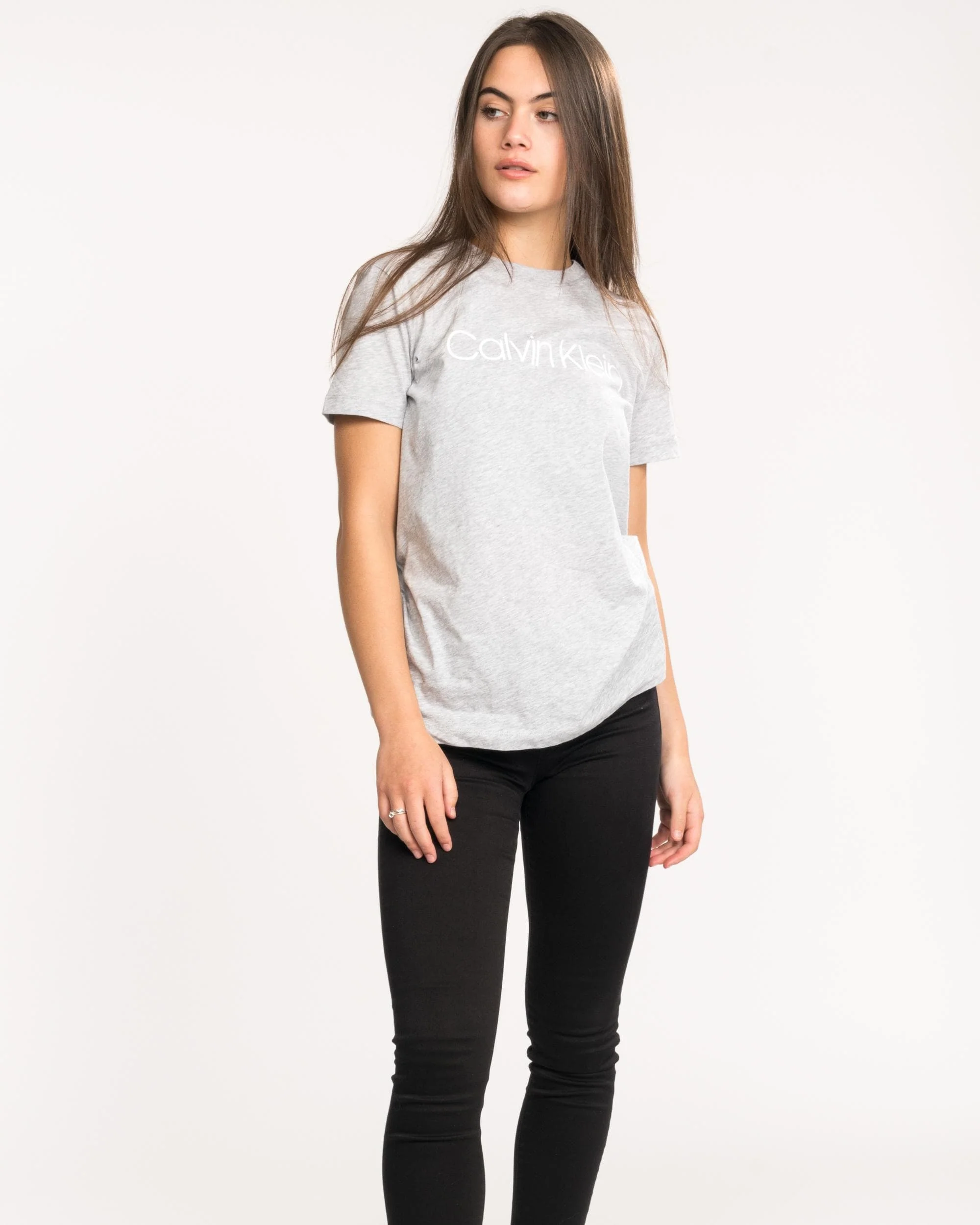 Calvin Klein Core Logo Womens Crew Neck - Light Grey Heather - Image 2