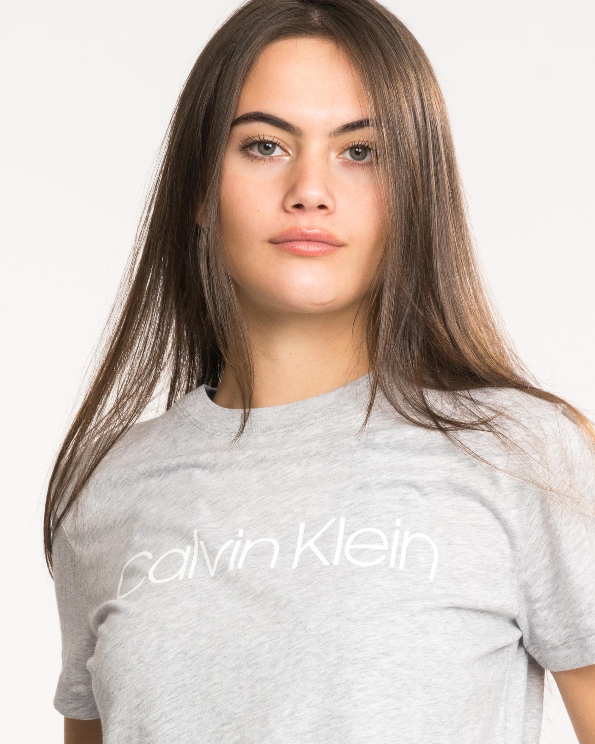 Calvin Klein Core Logo Womens Crew Neck - Light Grey Heather - Image 3