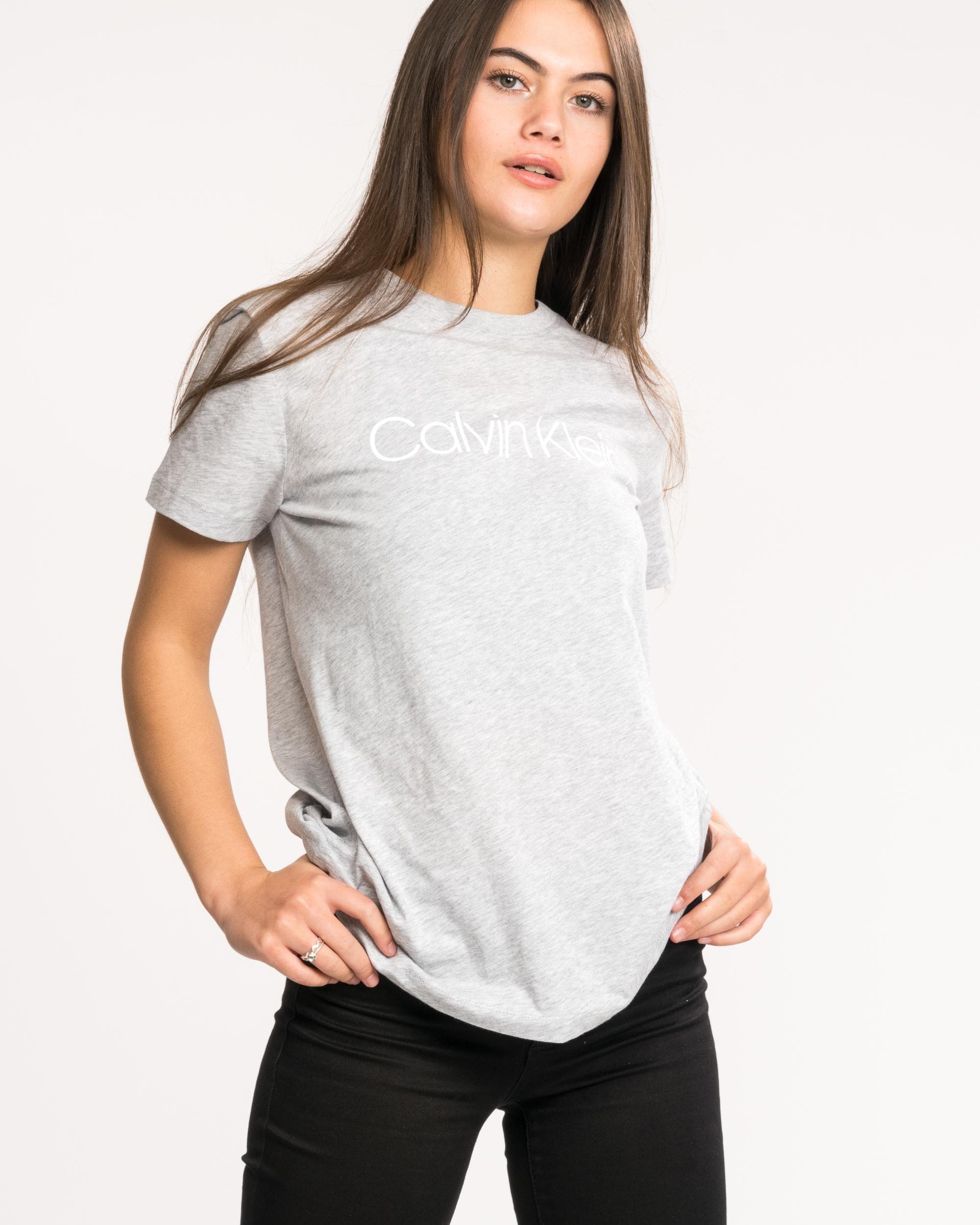 Calvin Klein Core Logo Womens Crew Neck - Light Grey Heather - Image 4