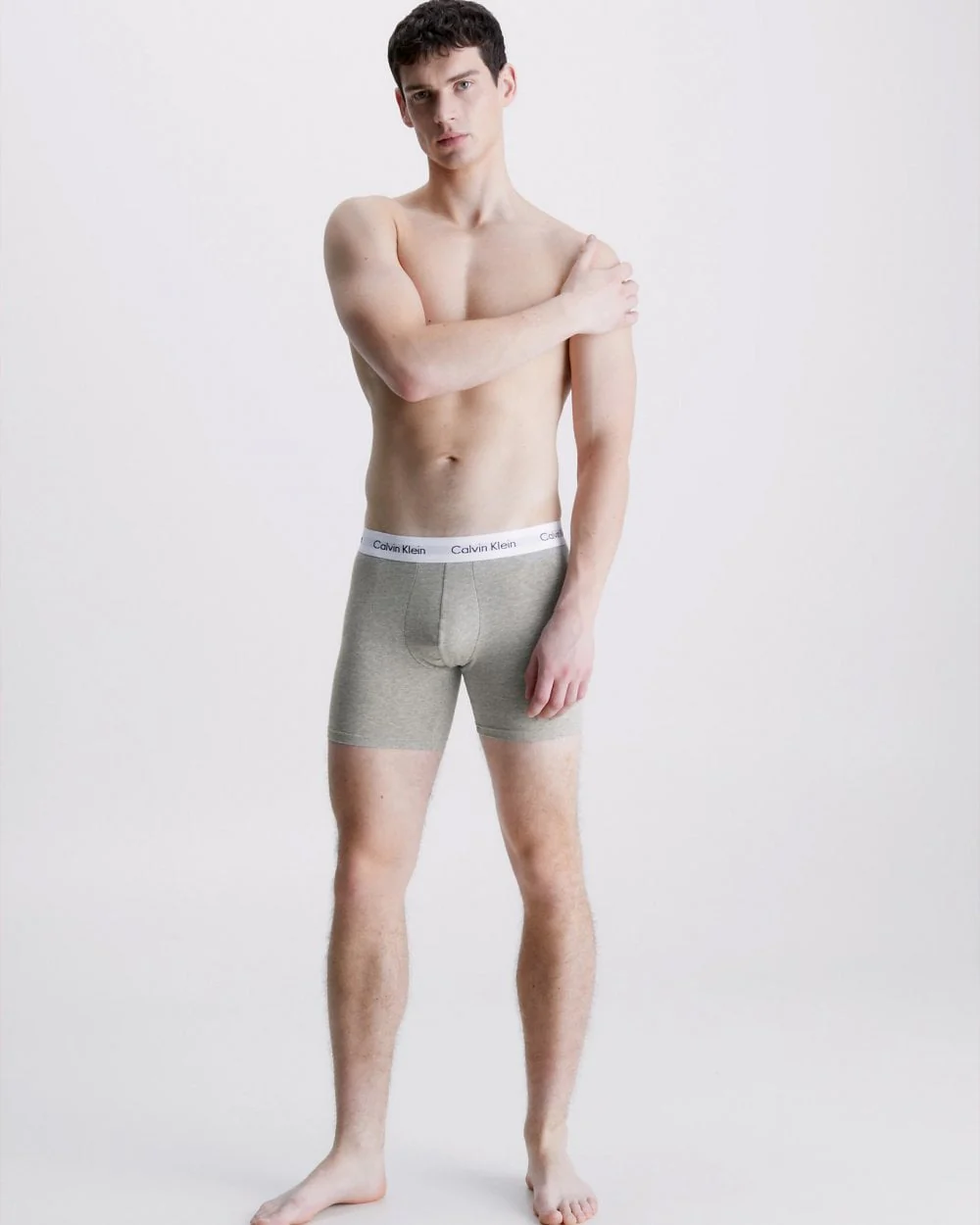 Calvin Klein Cotton Stretch Mens Boxer Brief 3 Pack - Black/White/Grey Heather - Image 5