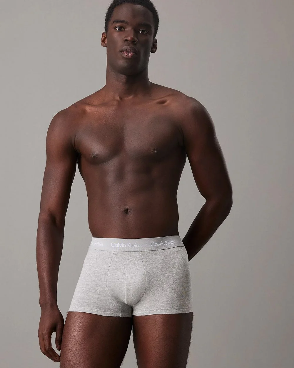 Calvin Klein Cotton Stretch Mens Low Rise Trunk 3 Pack - Black/Grey Heather/Subdued Logo - Image 2